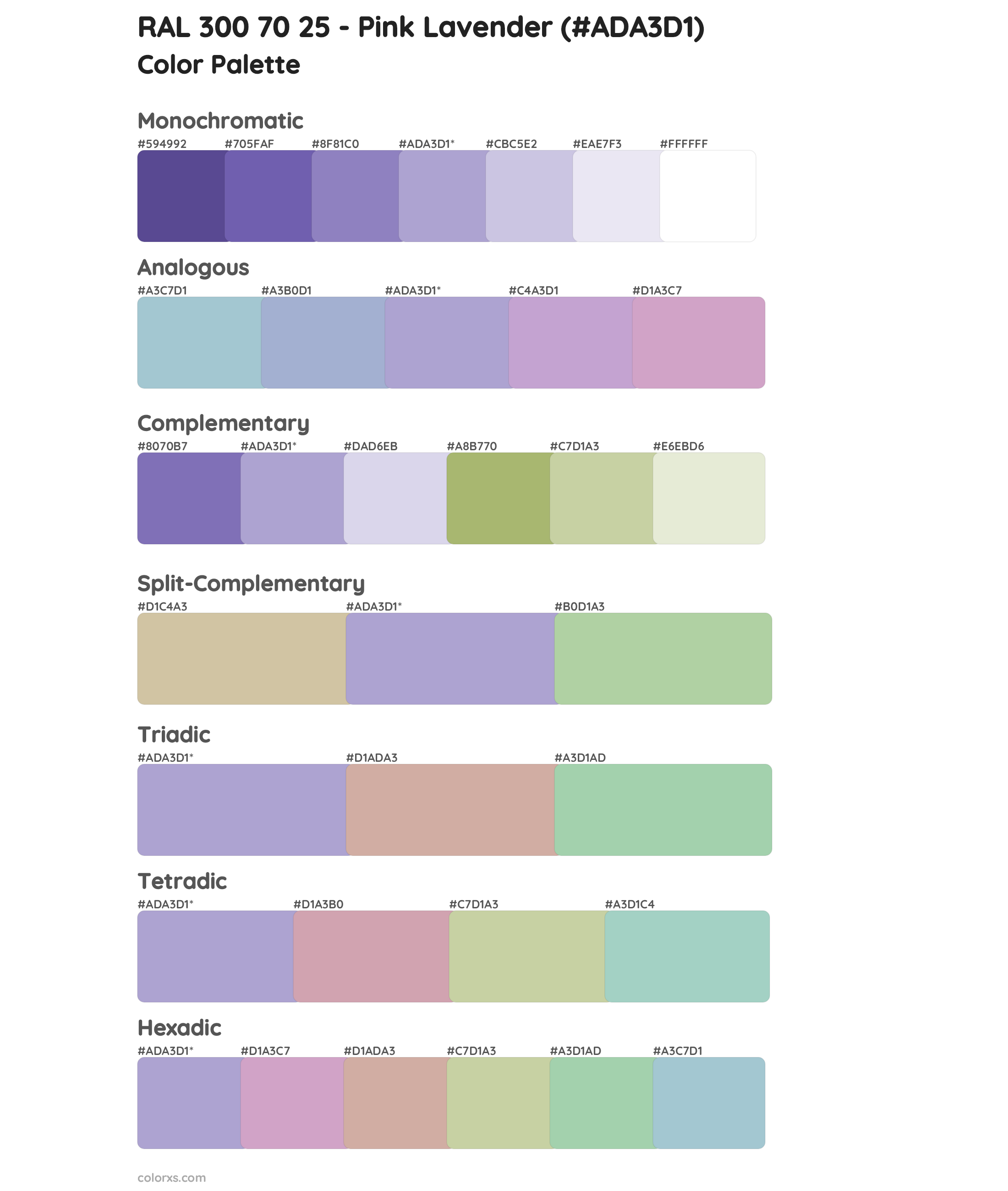 RAL 300 70 25 - Pink Lavender Color Scheme Palettes