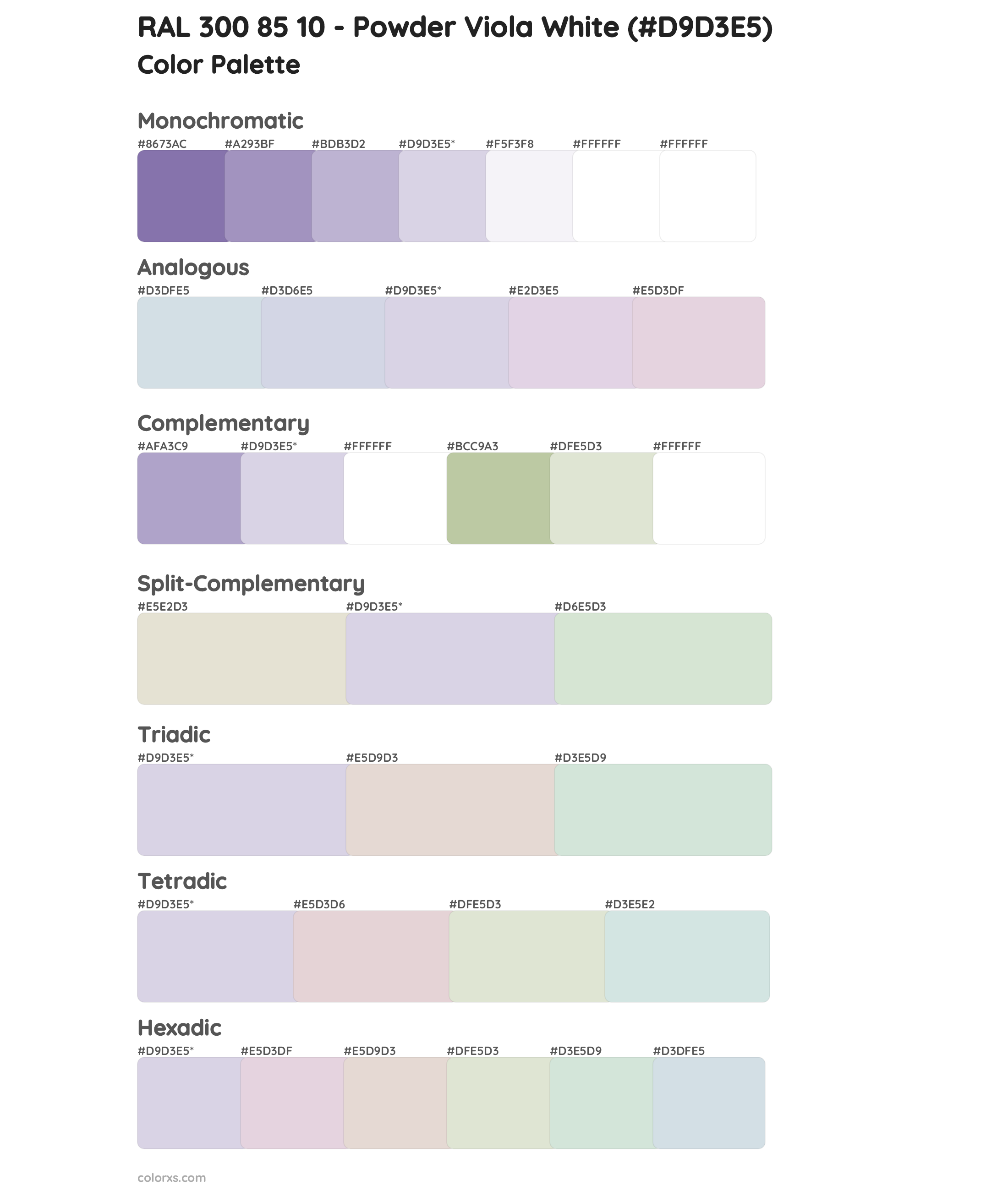 RAL 300 85 10 - Powder Viola White Color Scheme Palettes