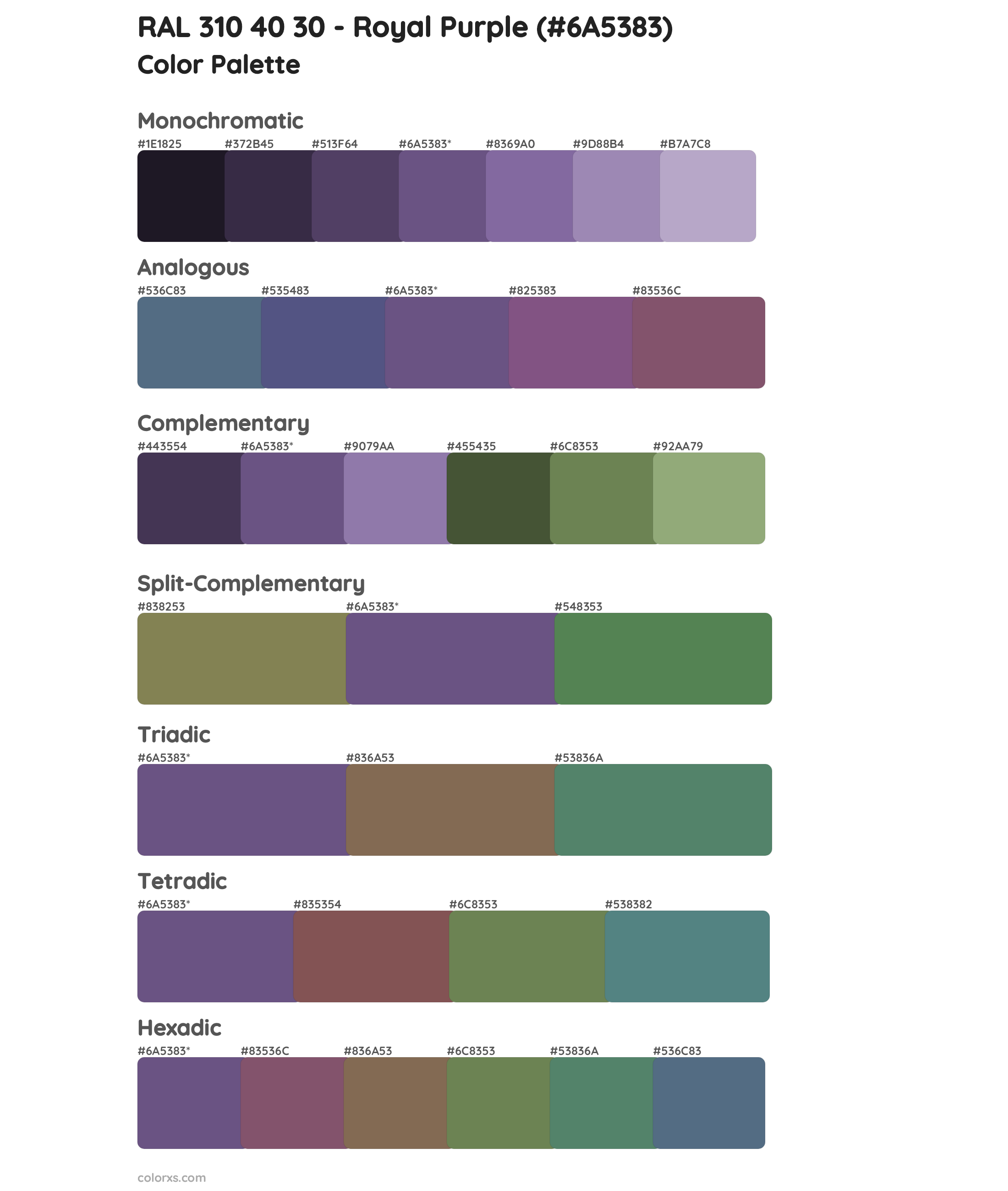 RAL 310 40 30 - Royal Purple Color Scheme Palettes