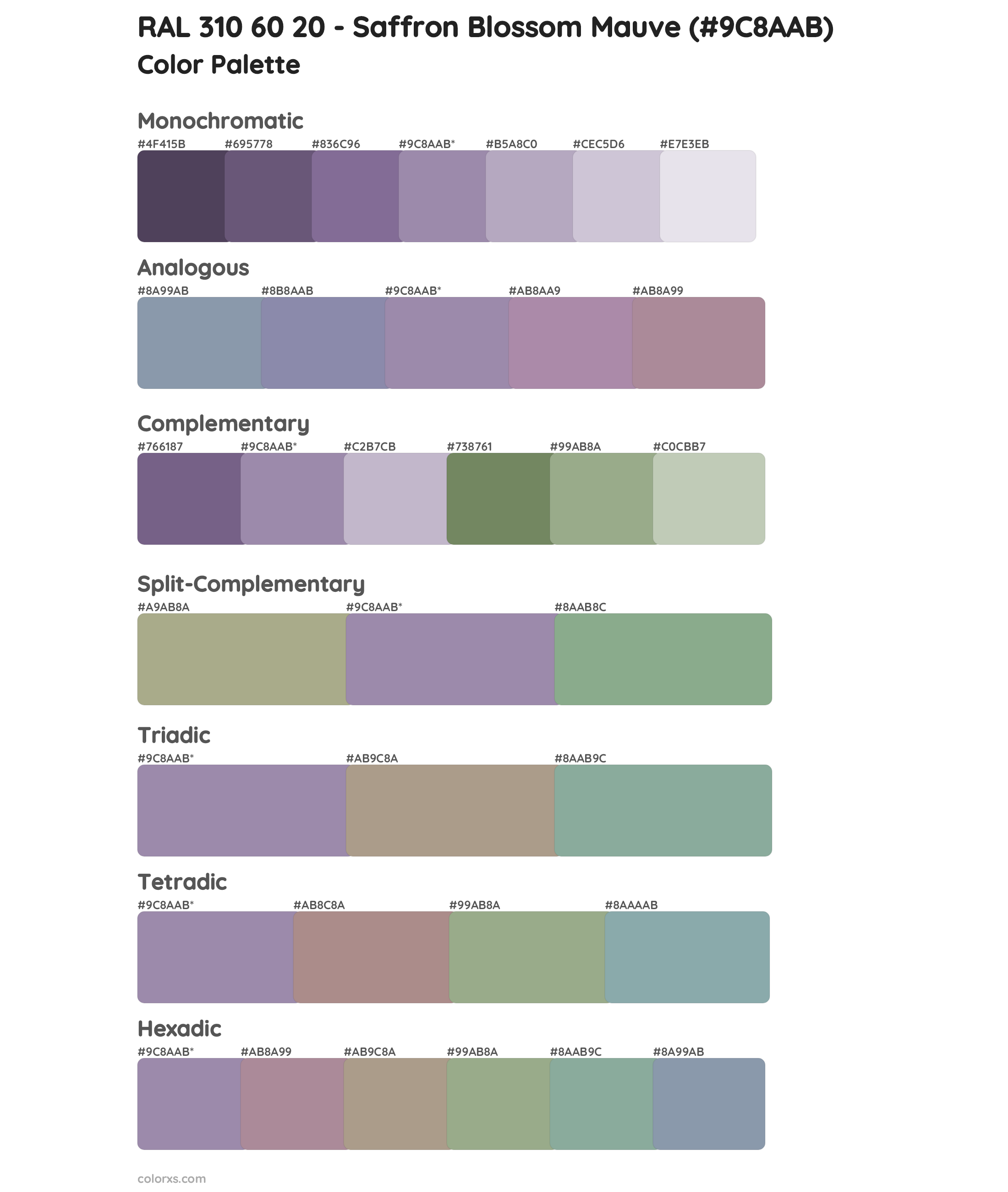 RAL 310 60 20 - Saffron Blossom Mauve Color Scheme Palettes