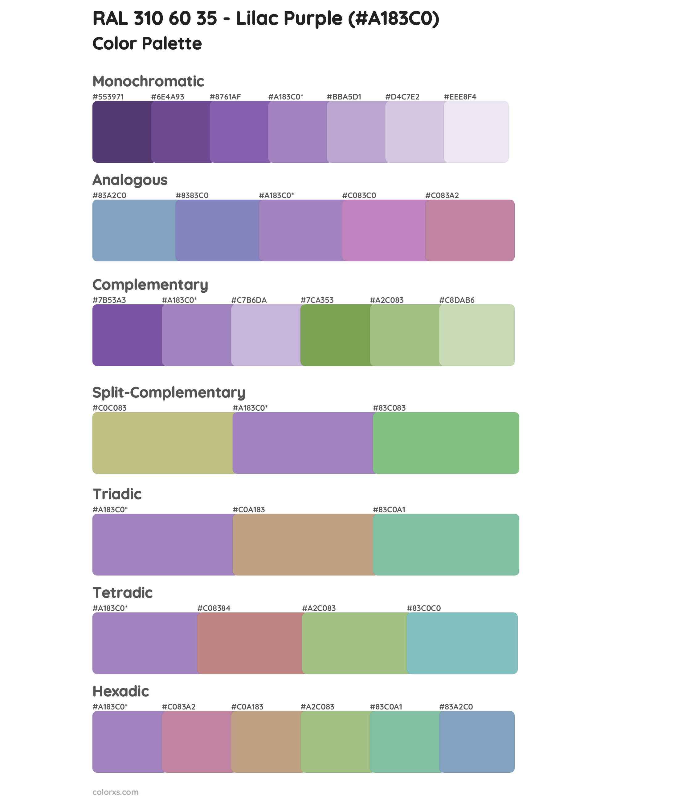 RAL 310 60 35 - Lilac Purple Color Scheme Palettes