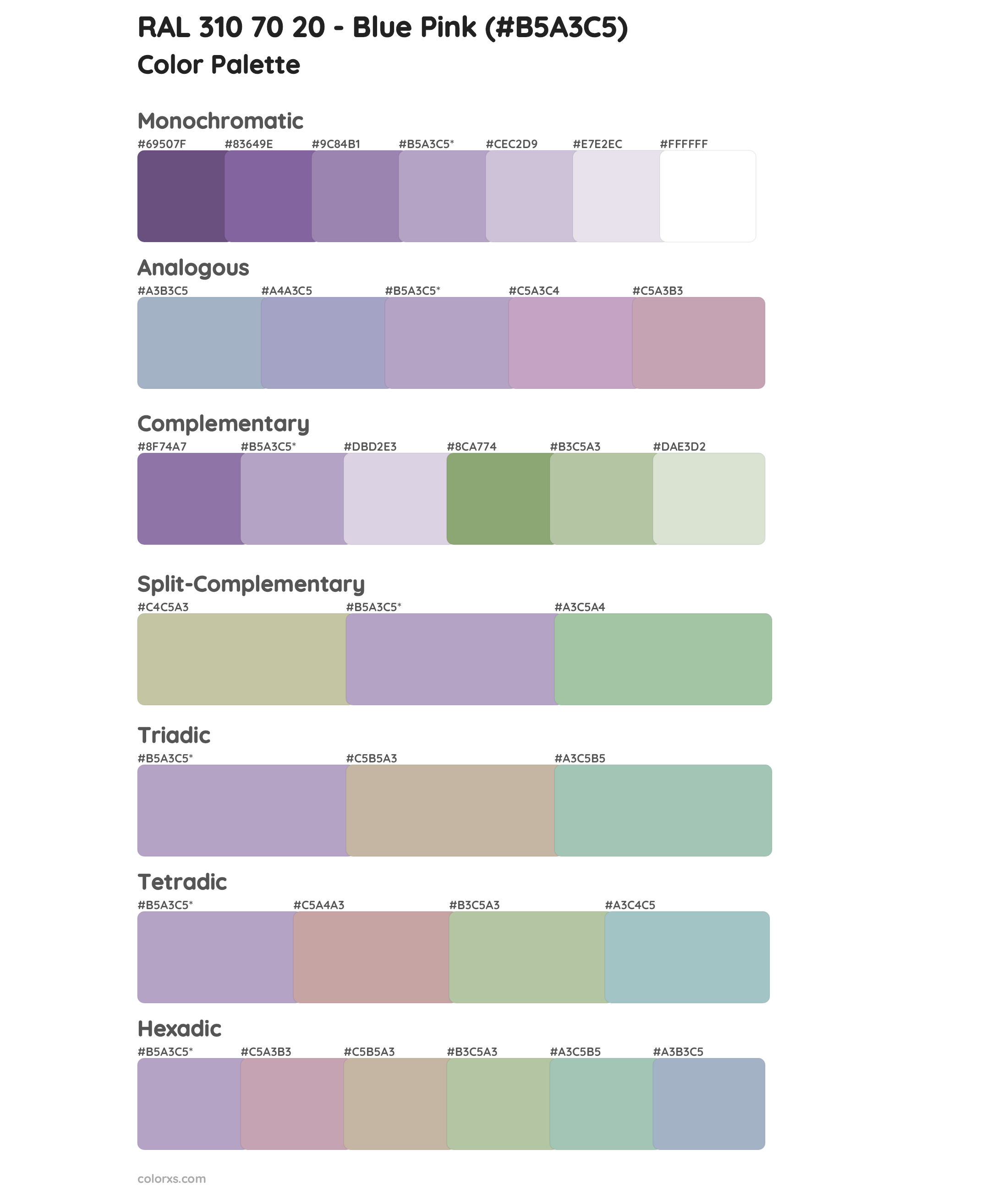 RAL 310 70 20 - Blue Pink Color Scheme Palettes