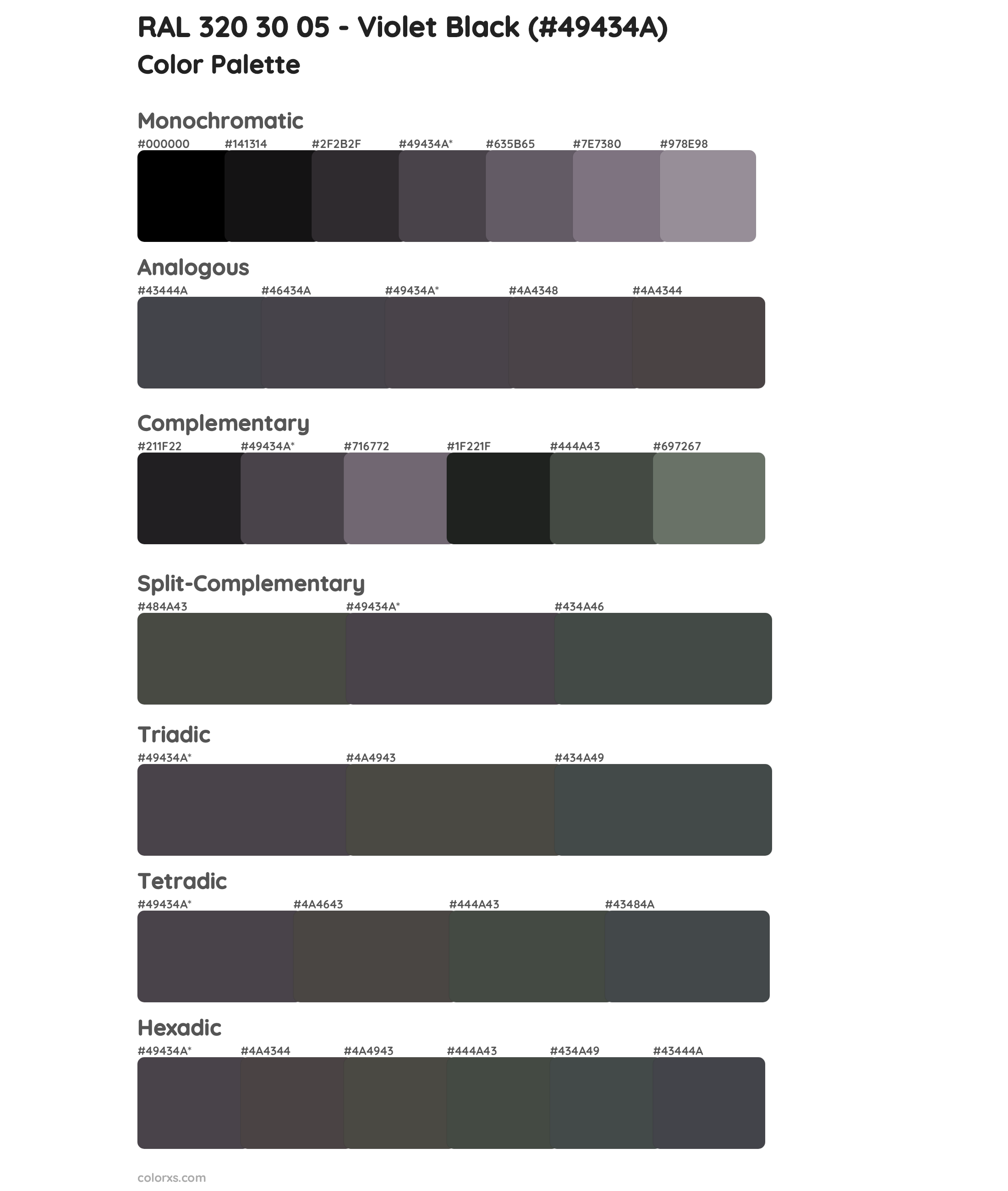 RAL 320 30 05 - Violet Black Color Scheme Palettes