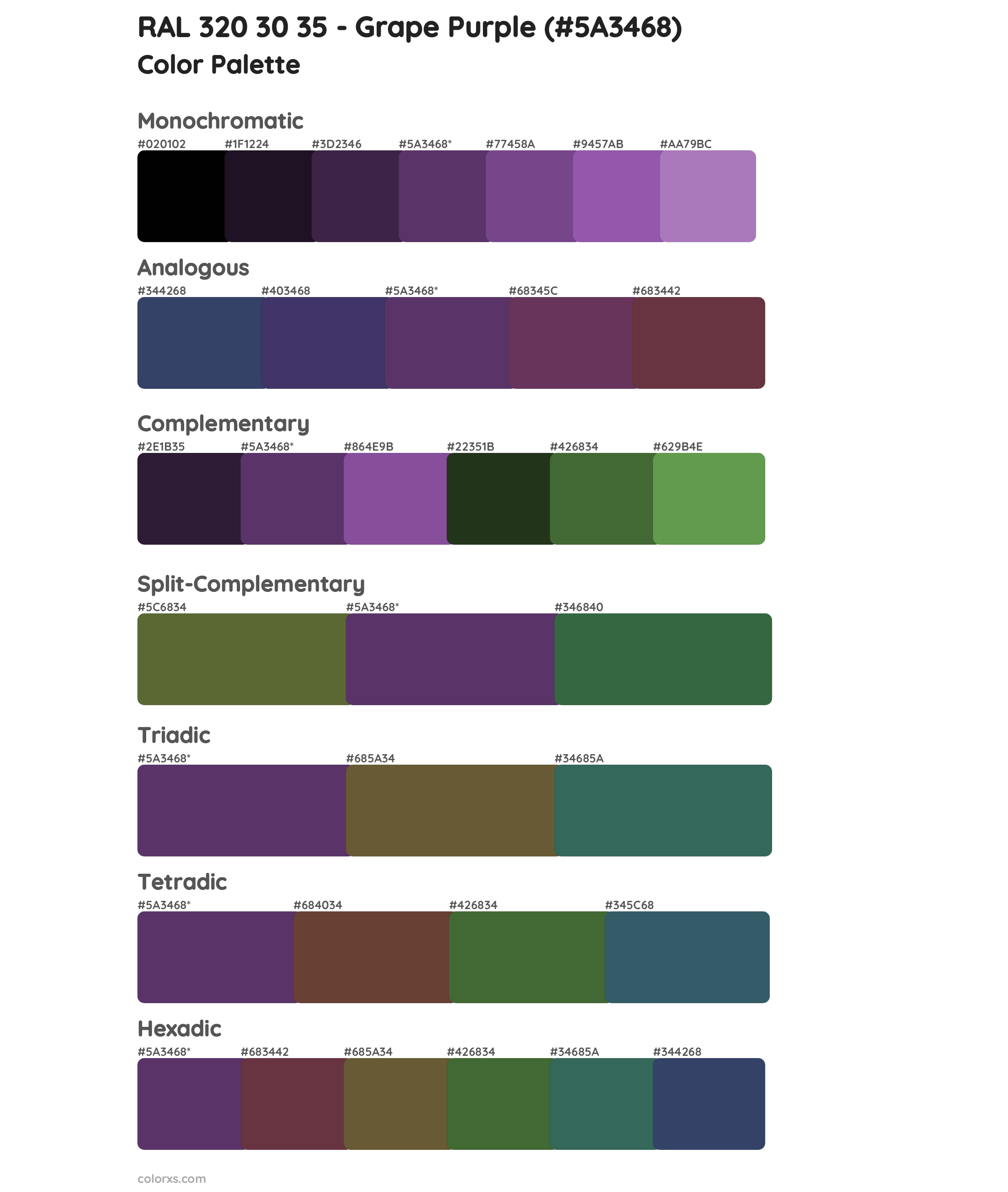 RAL 320 30 35 - Grape Purple Color Scheme Palettes