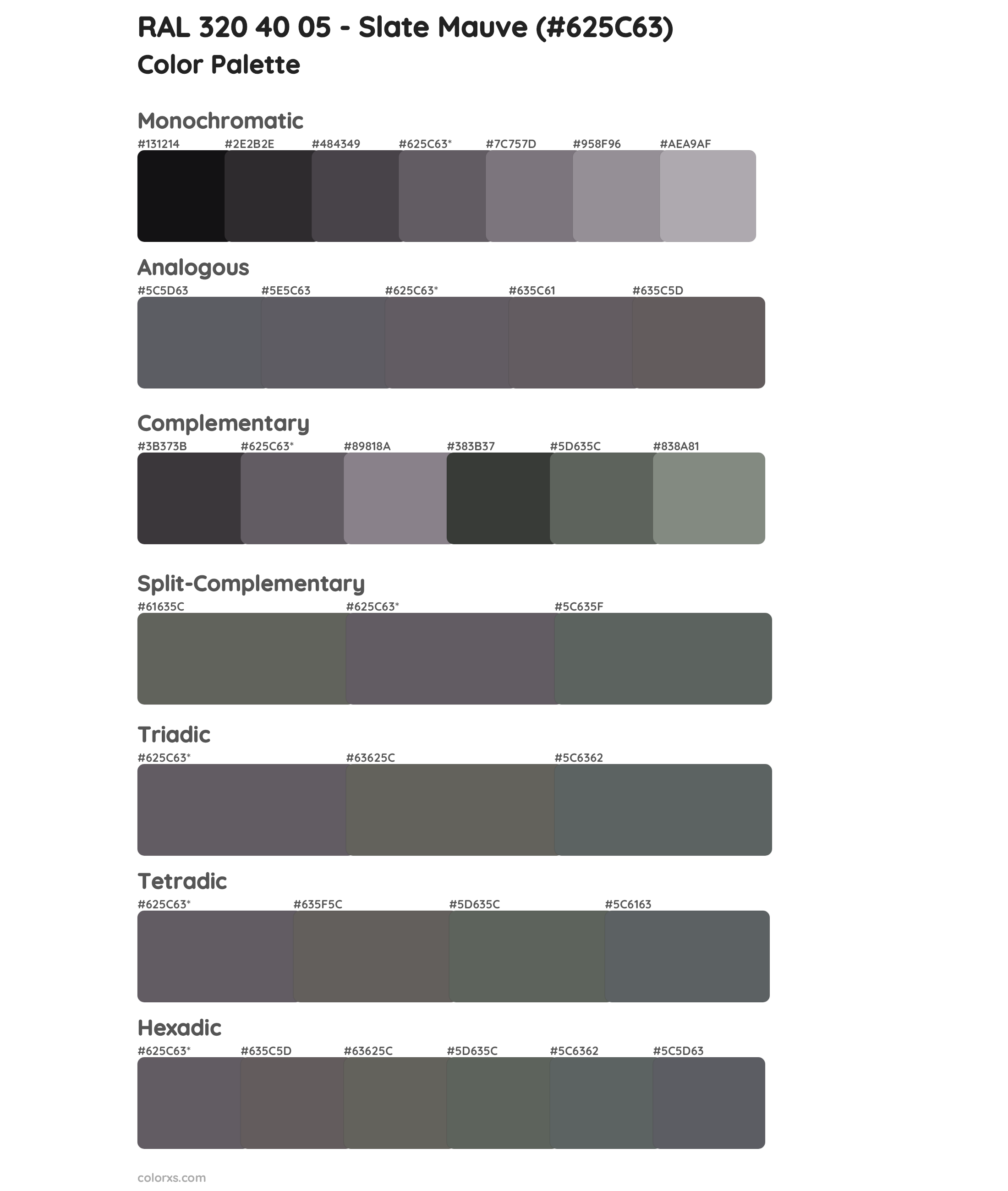 RAL 320 40 05 - Slate Mauve Color Scheme Palettes