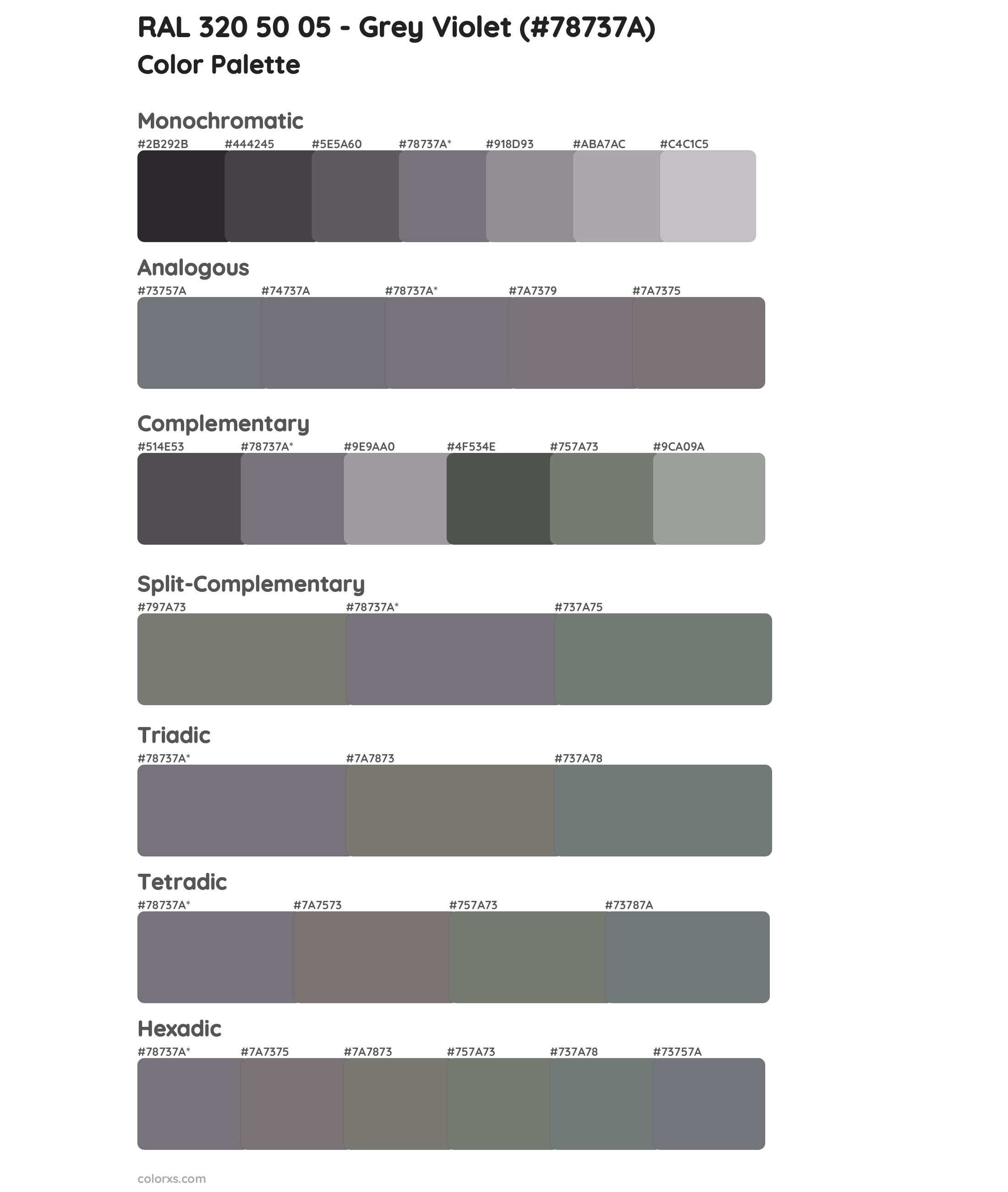 RAL 320 50 05 - Grey Violet Color Scheme Palettes