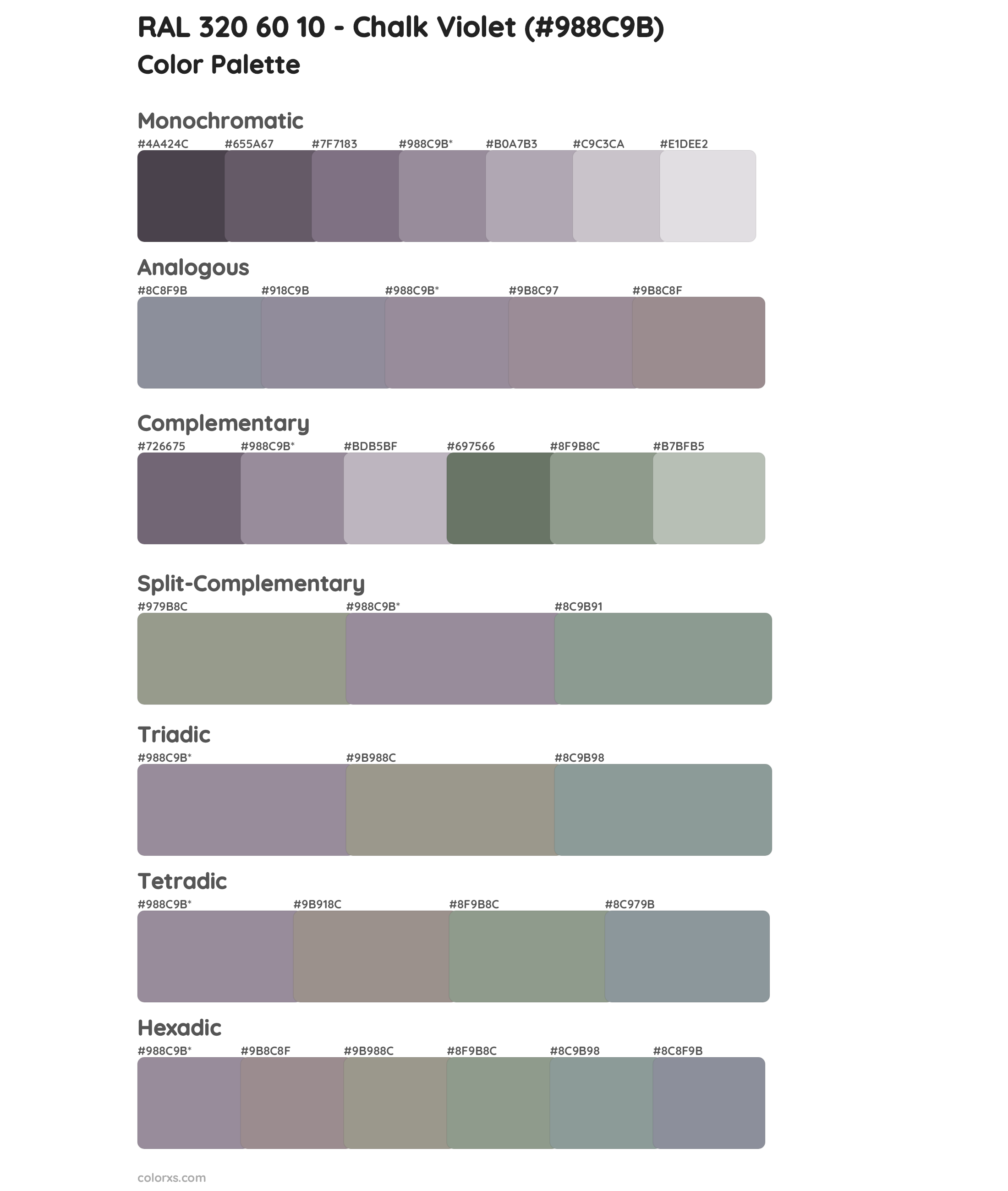 RAL 320 60 10 - Chalk Violet Color Scheme Palettes