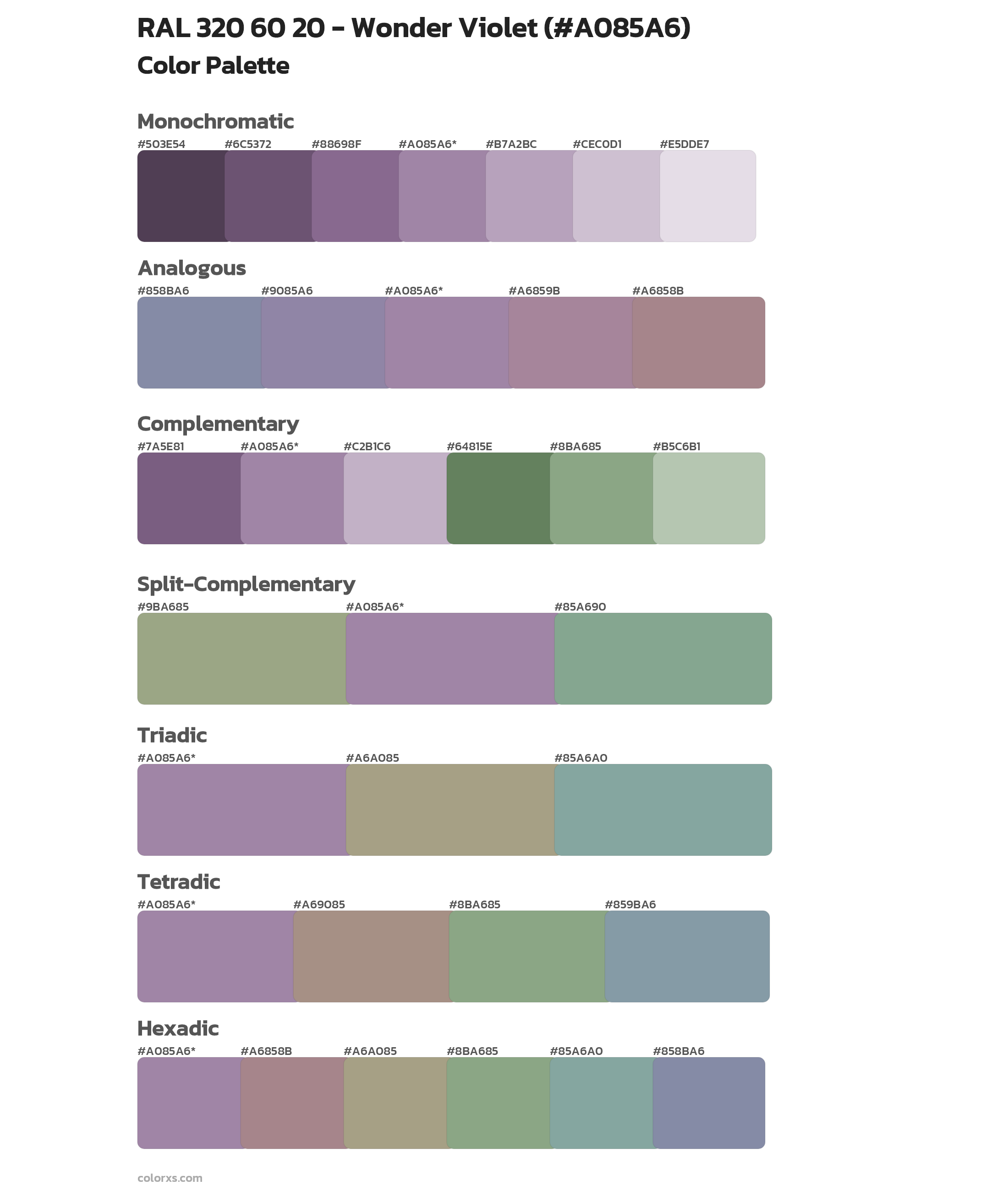 RAL 320 60 20 - Wonder Violet Color Scheme Palettes