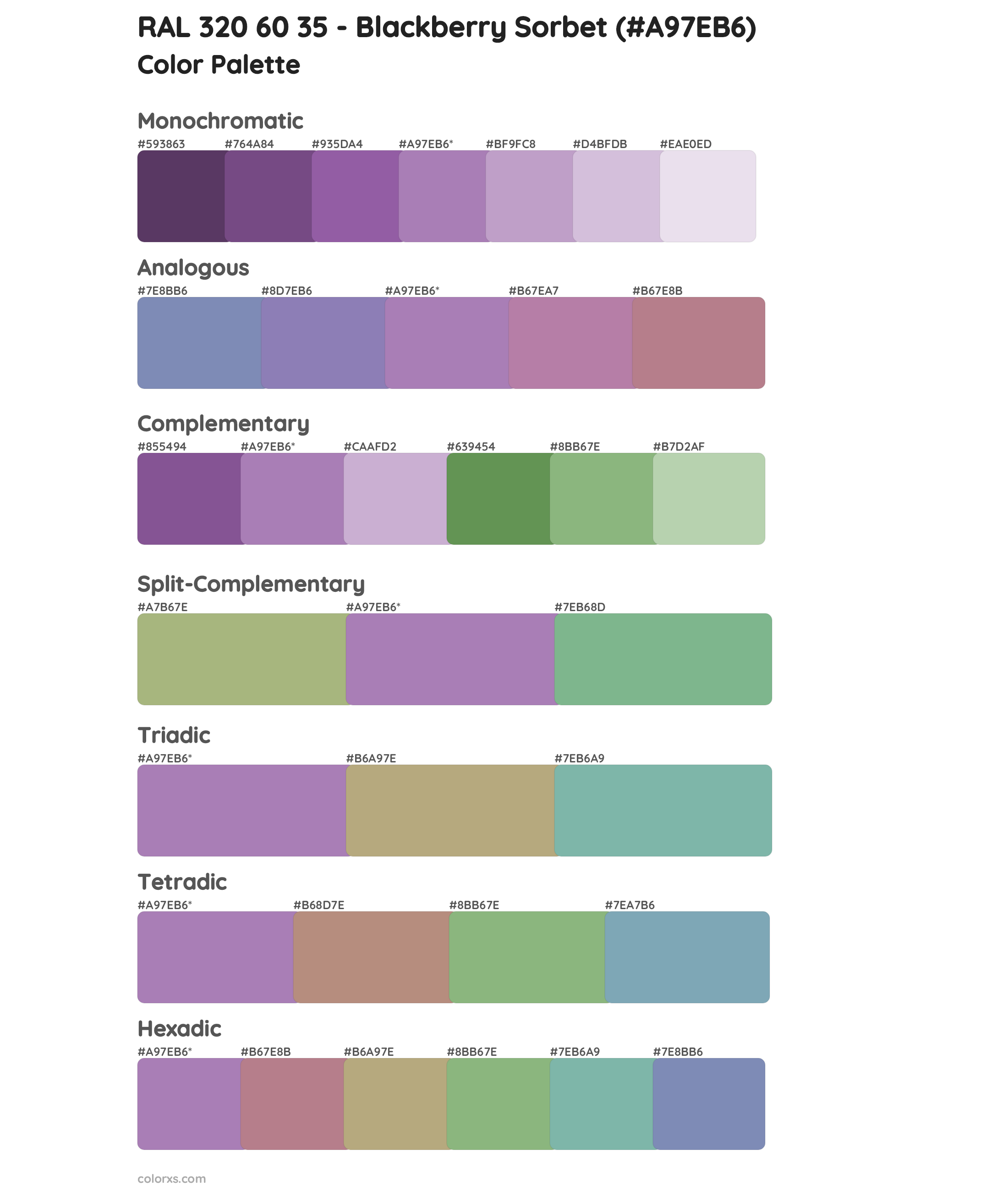 RAL 320 60 35 - Blackberry Sorbet Color Scheme Palettes