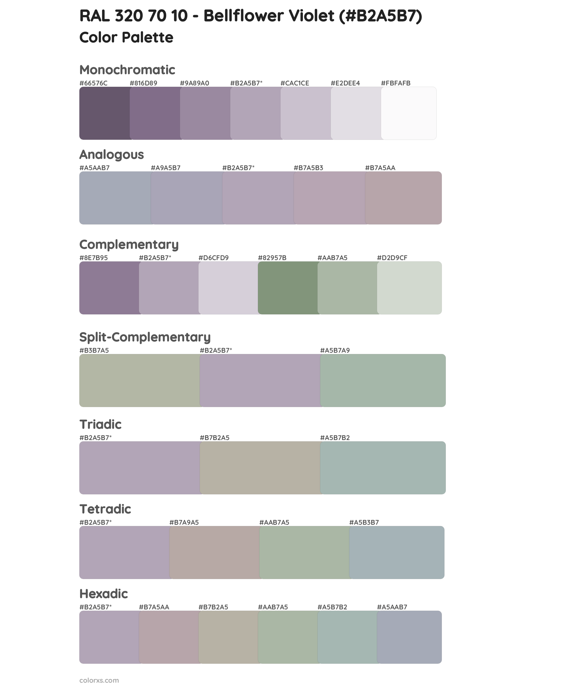 RAL 320 70 10 - Bellflower Violet Color Scheme Palettes