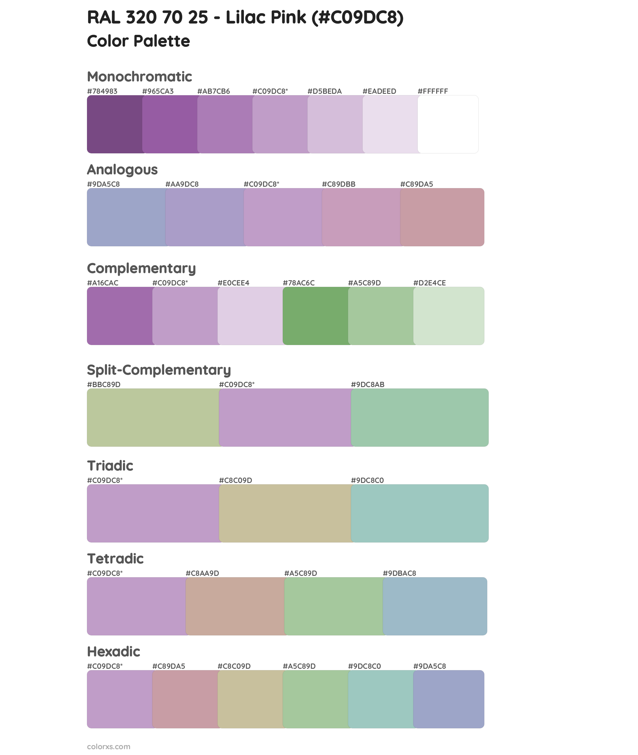 RAL 320 70 25 - Lilac Pink Color Scheme Palettes