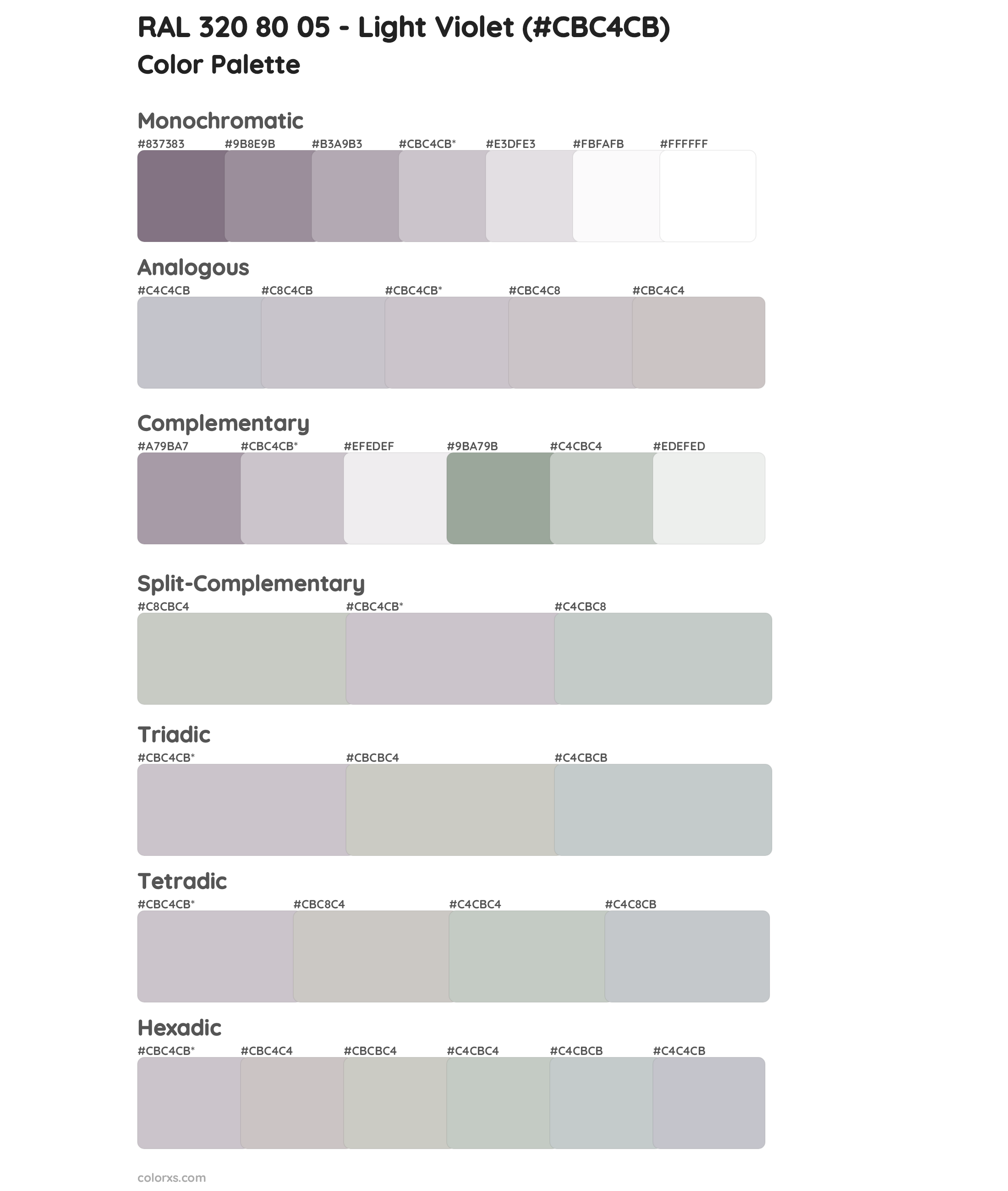 RAL 320 80 05 - Light Violet Color Scheme Palettes