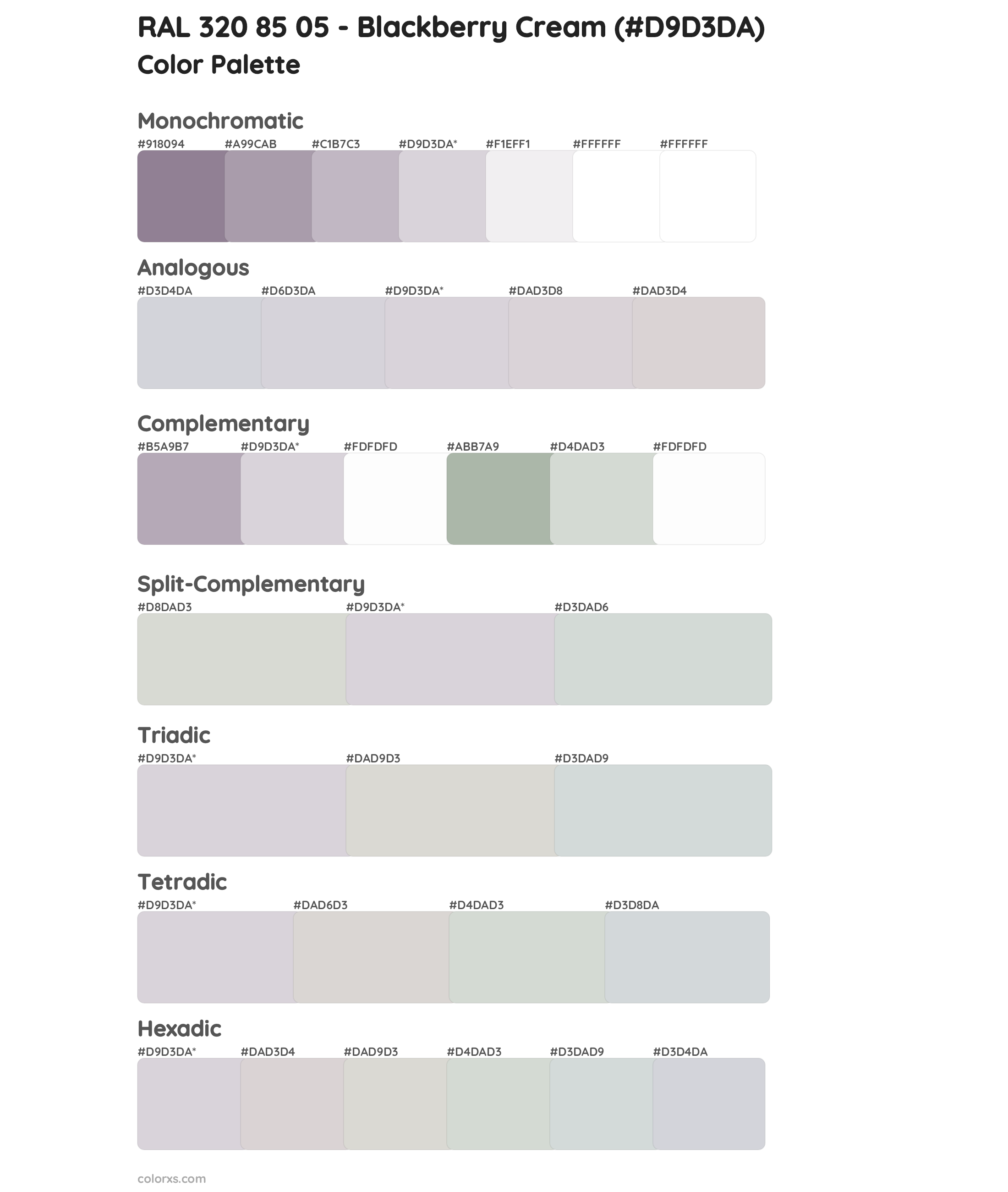 RAL 320 85 05 - Blackberry Cream Color Scheme Palettes