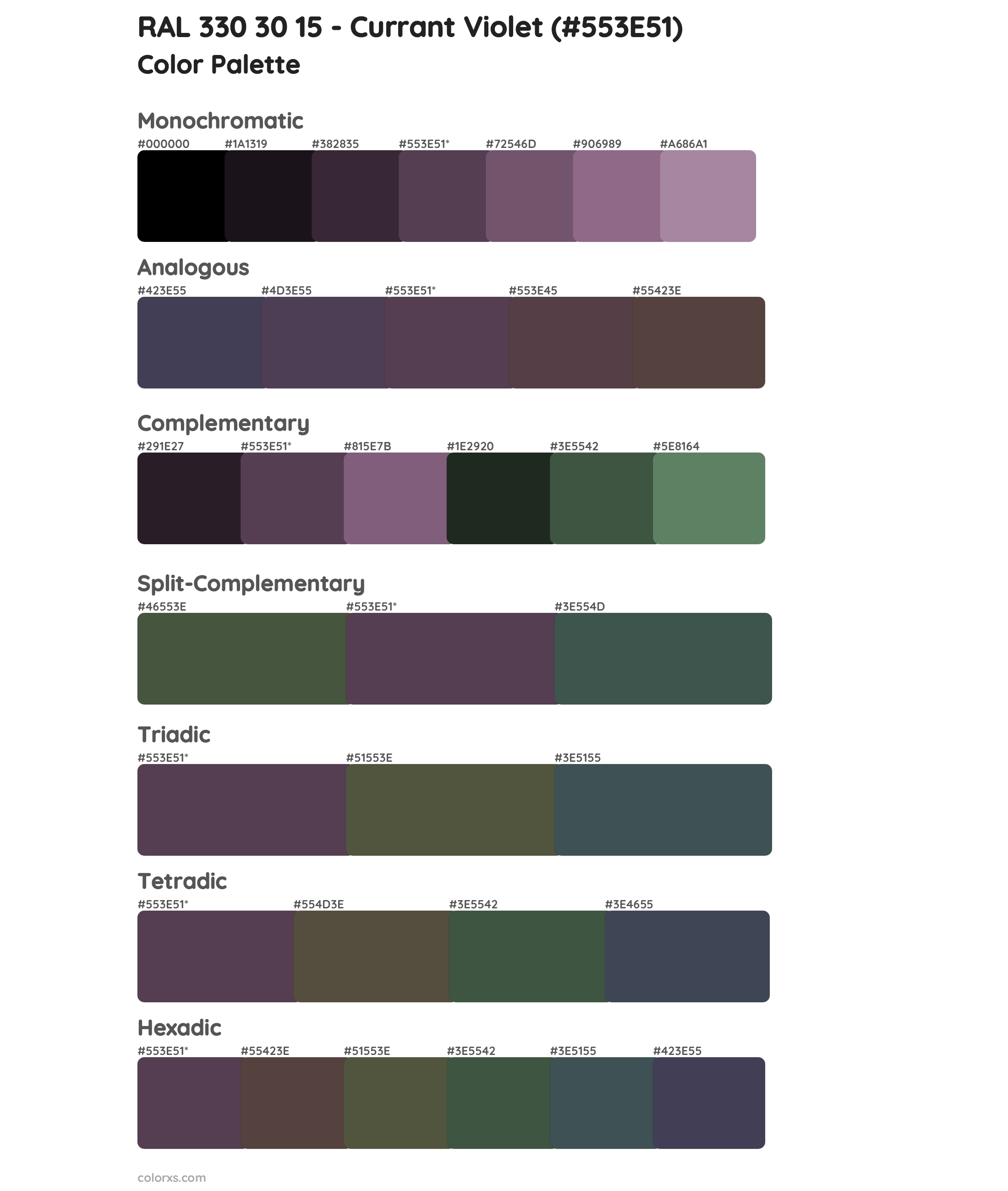 RAL 330 30 15 - Currant Violet Color Scheme Palettes