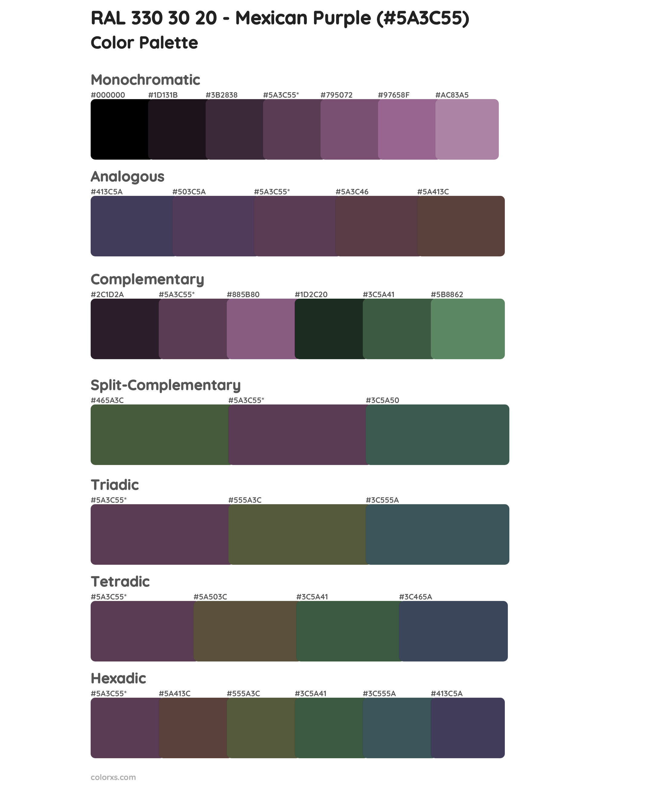 RAL 330 30 20 - Mexican Purple Color Scheme Palettes