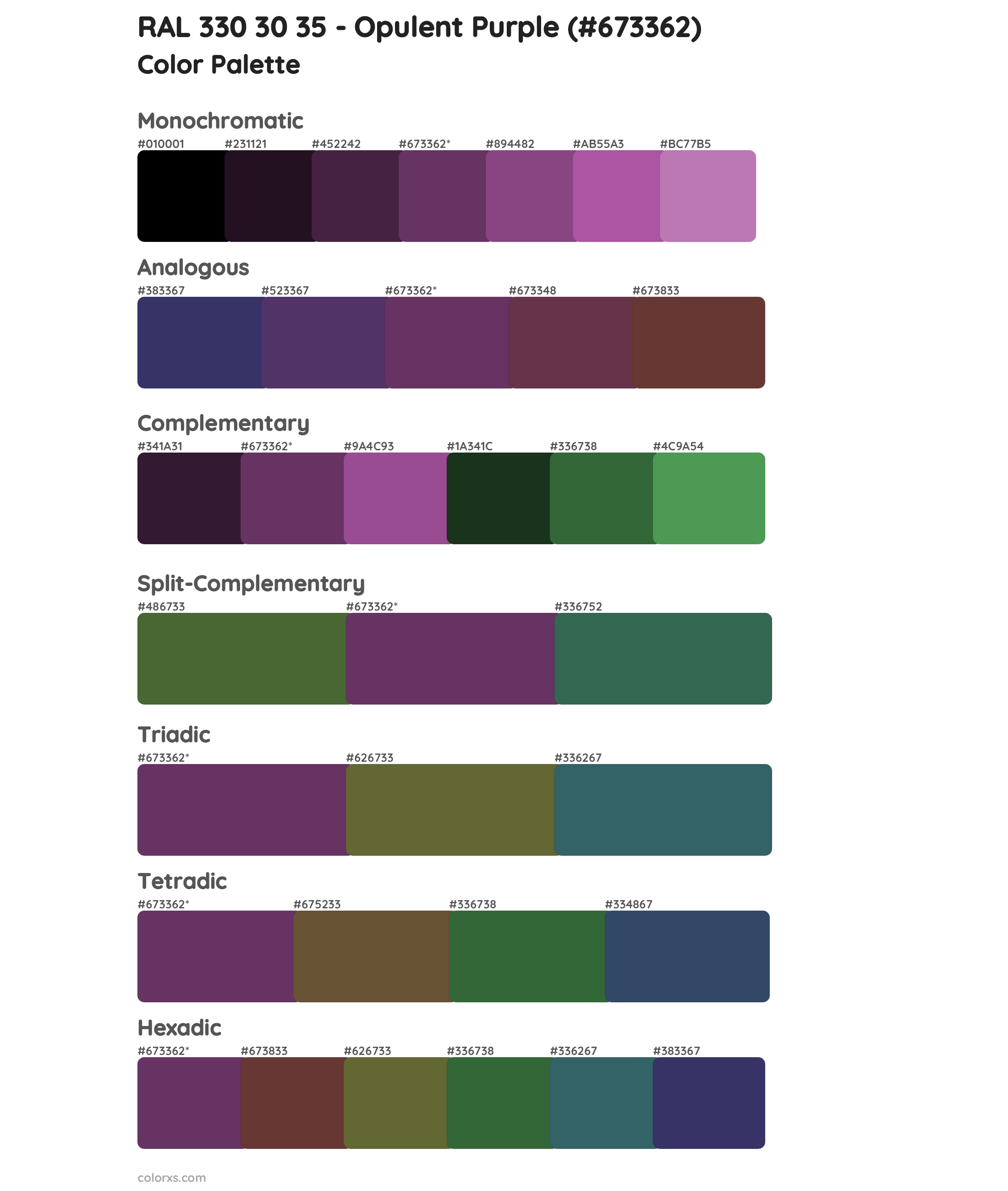 RAL 330 30 35 - Opulent Purple Color Scheme Palettes