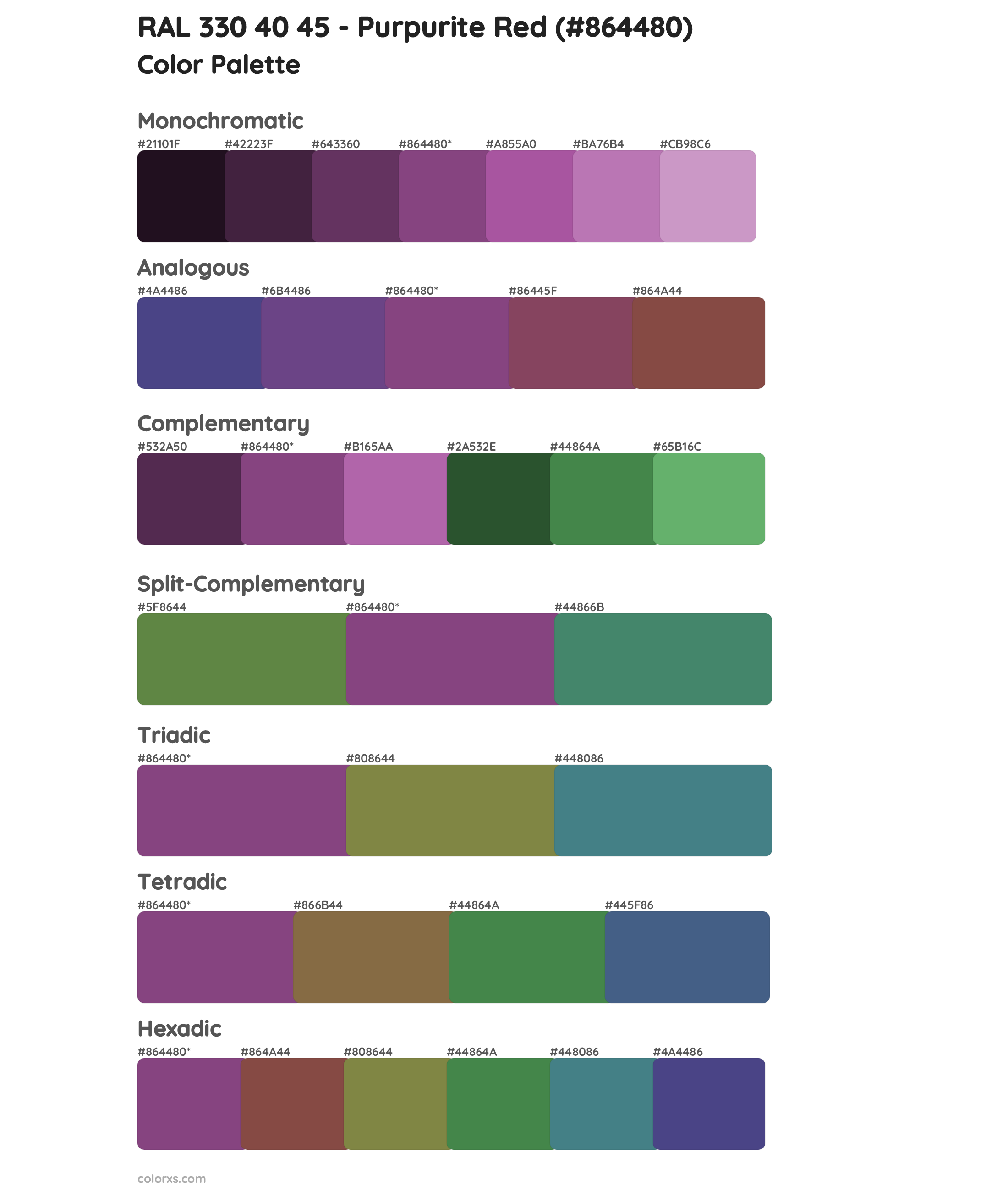 RAL 330 40 45 - Purpurite Red Color Scheme Palettes