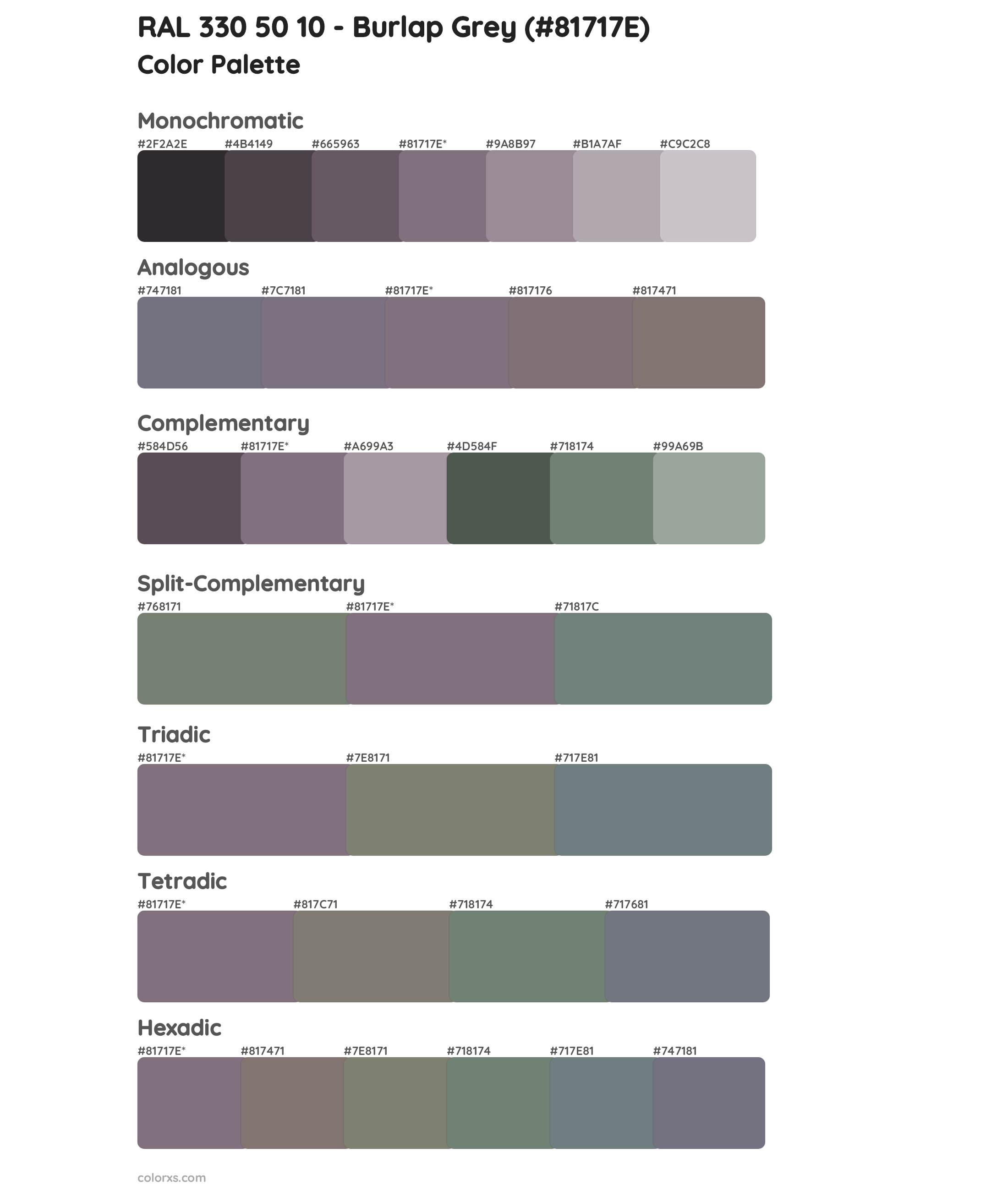 RAL 330 50 10 - Burlap Grey Color Scheme Palettes