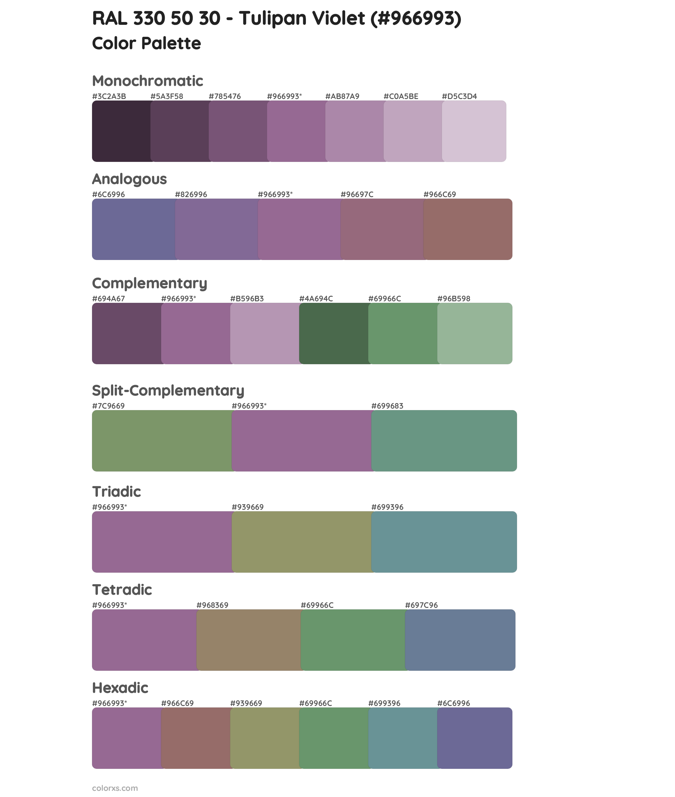 RAL 330 50 30 - Tulipan Violet Color Scheme Palettes