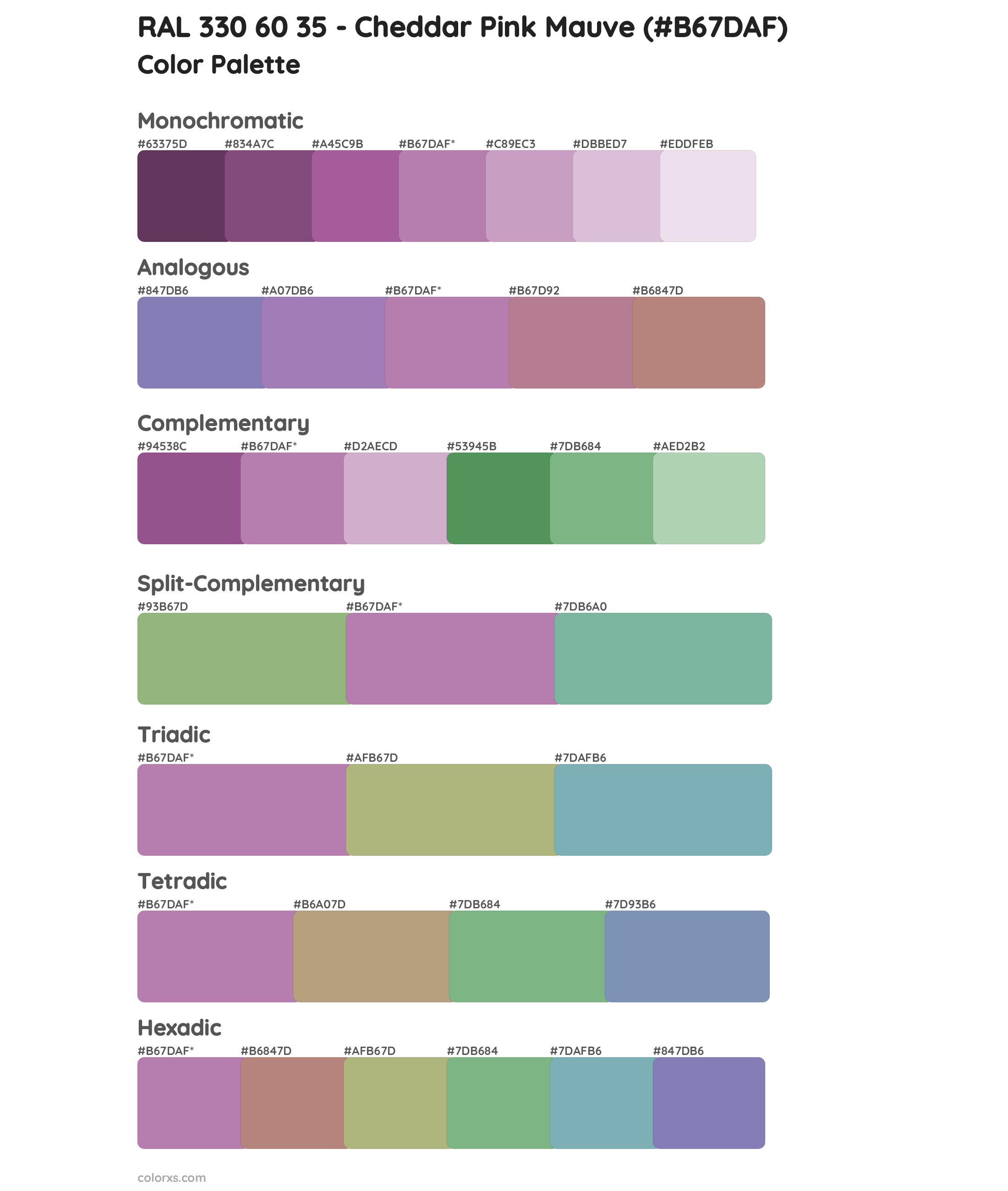 RAL 330 60 35 - Cheddar Pink Mauve Color Scheme Palettes