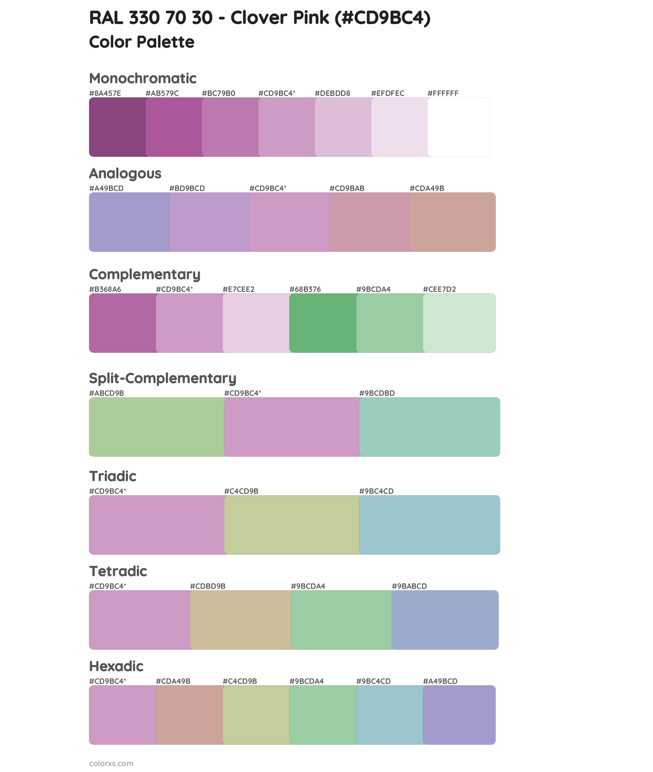 RAL 330 70 30 - Clover Pink Color Scheme Palettes