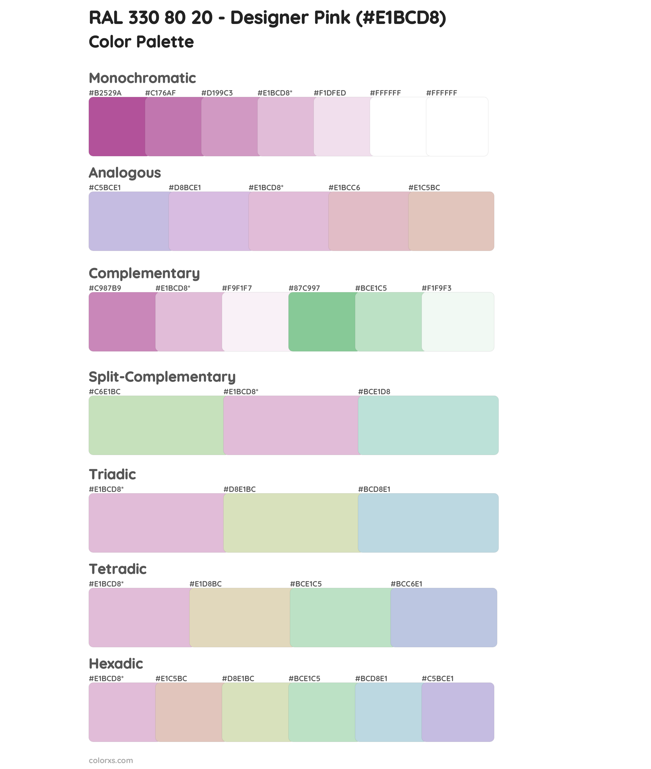 RAL 330 80 20 - Designer Pink Color Scheme Palettes