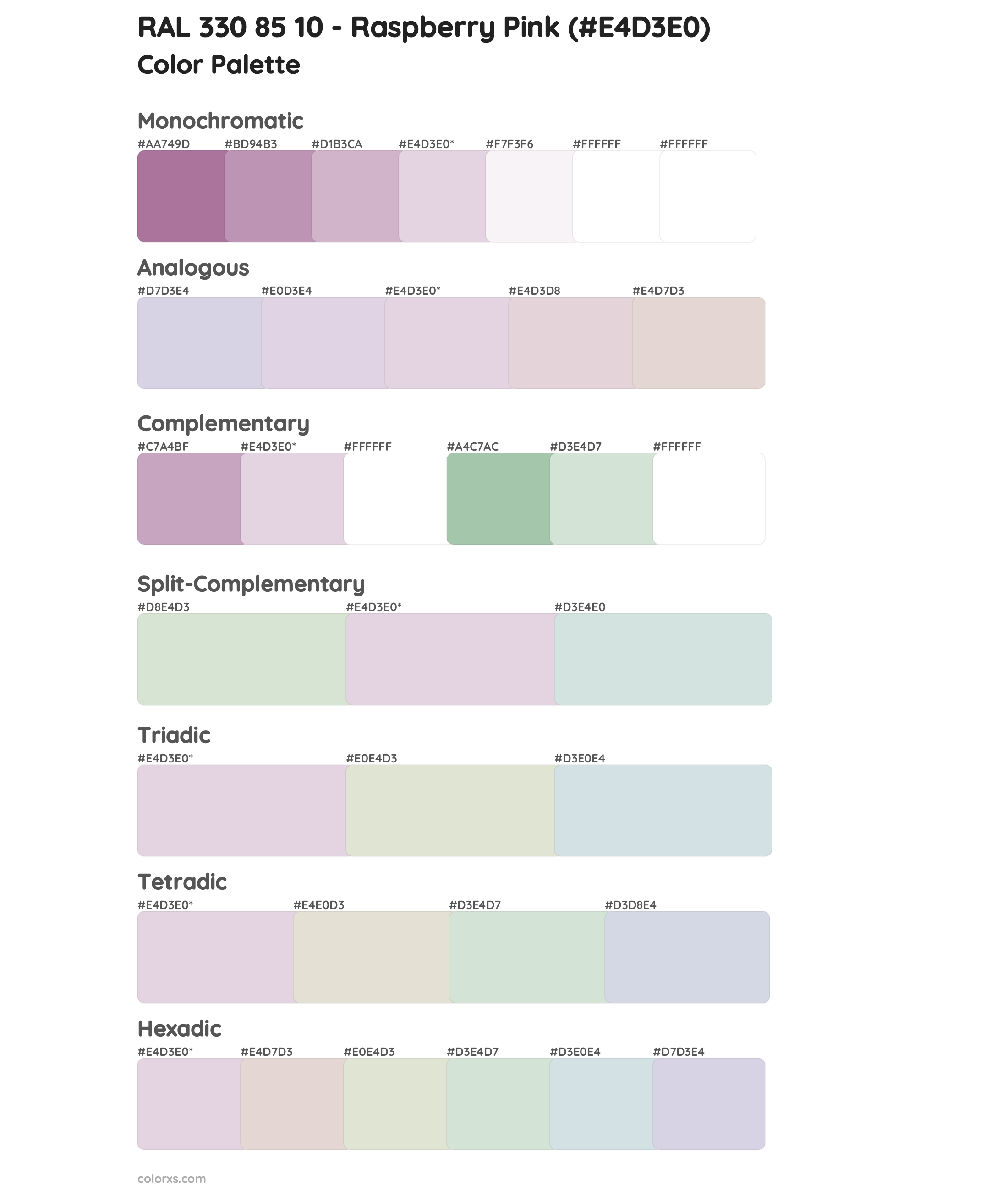 RAL 330 85 10 - Raspberry Pink Color Scheme Palettes