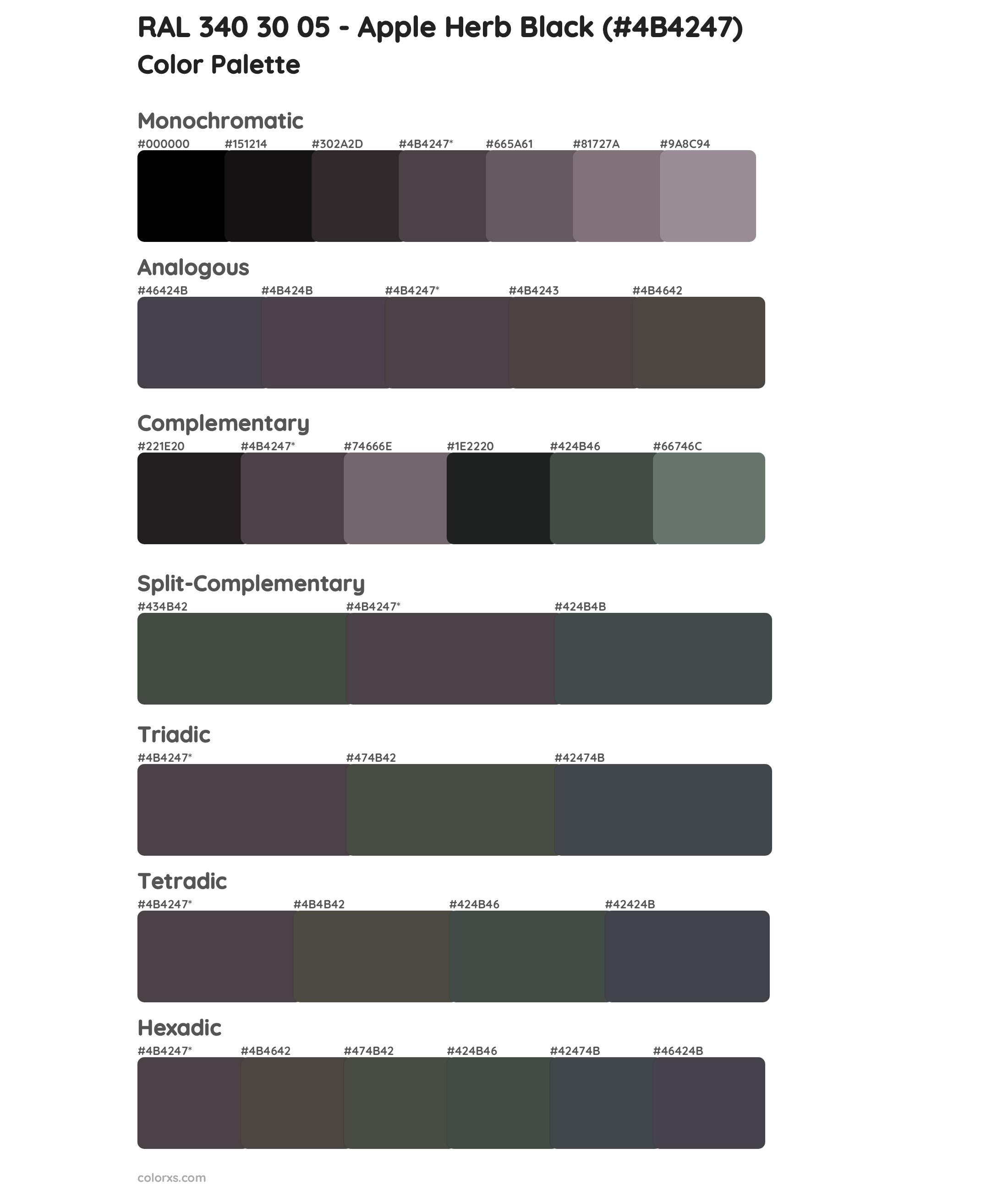 RAL 340 30 05 - Apple Herb Black Color Scheme Palettes