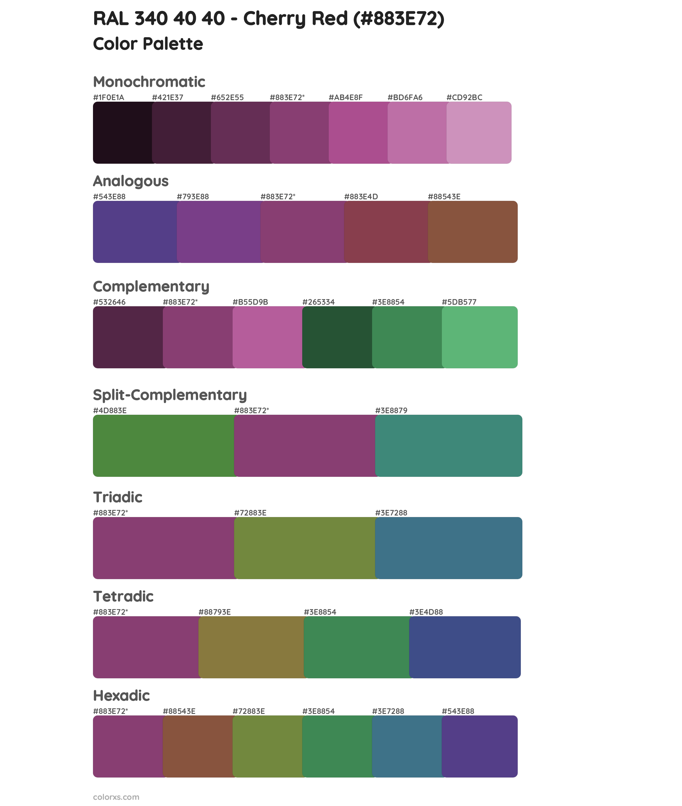 RAL 340 40 40 - Cherry Red Color Scheme Palettes