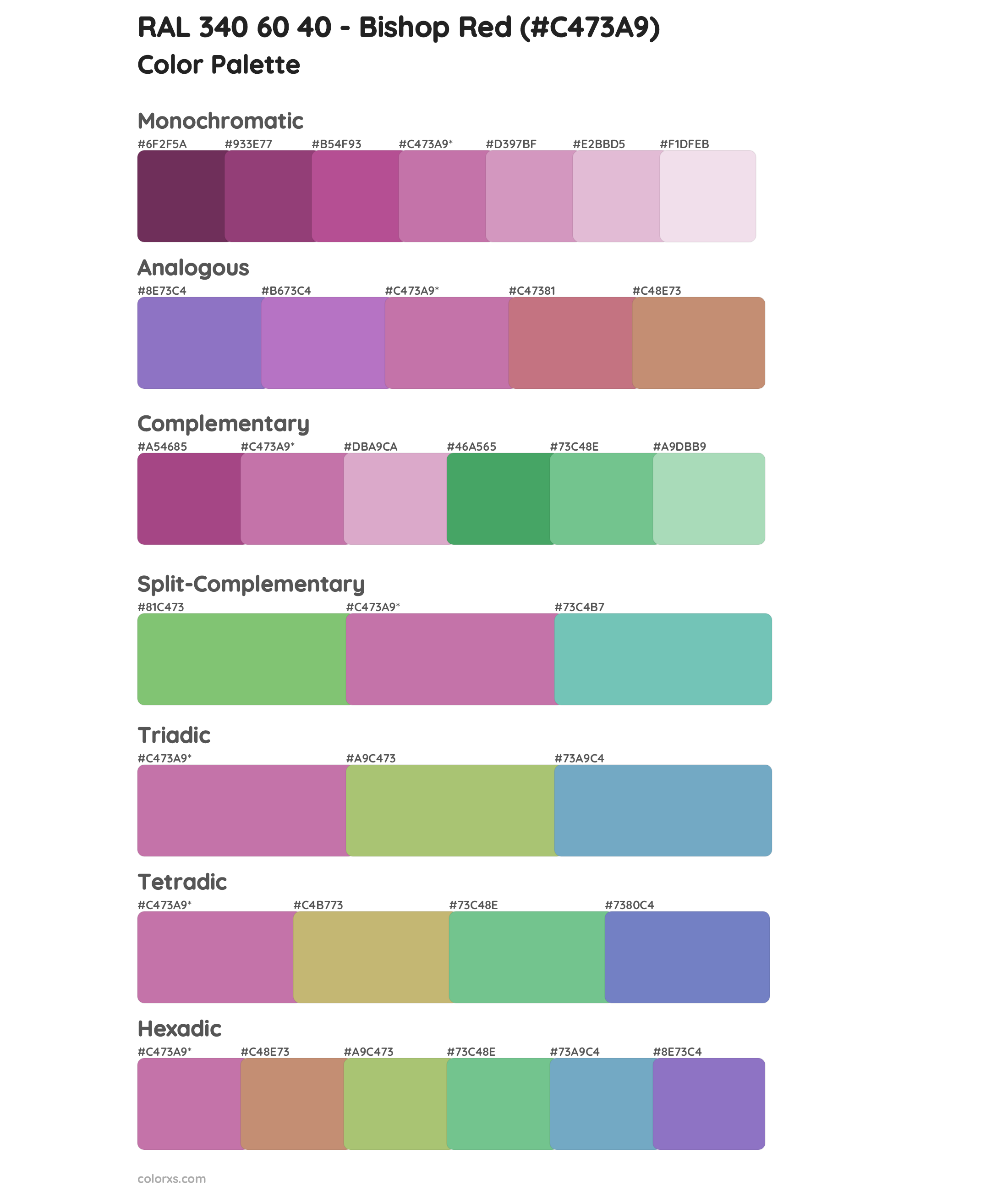 RAL 340 60 40 - Bishop Red Color Scheme Palettes