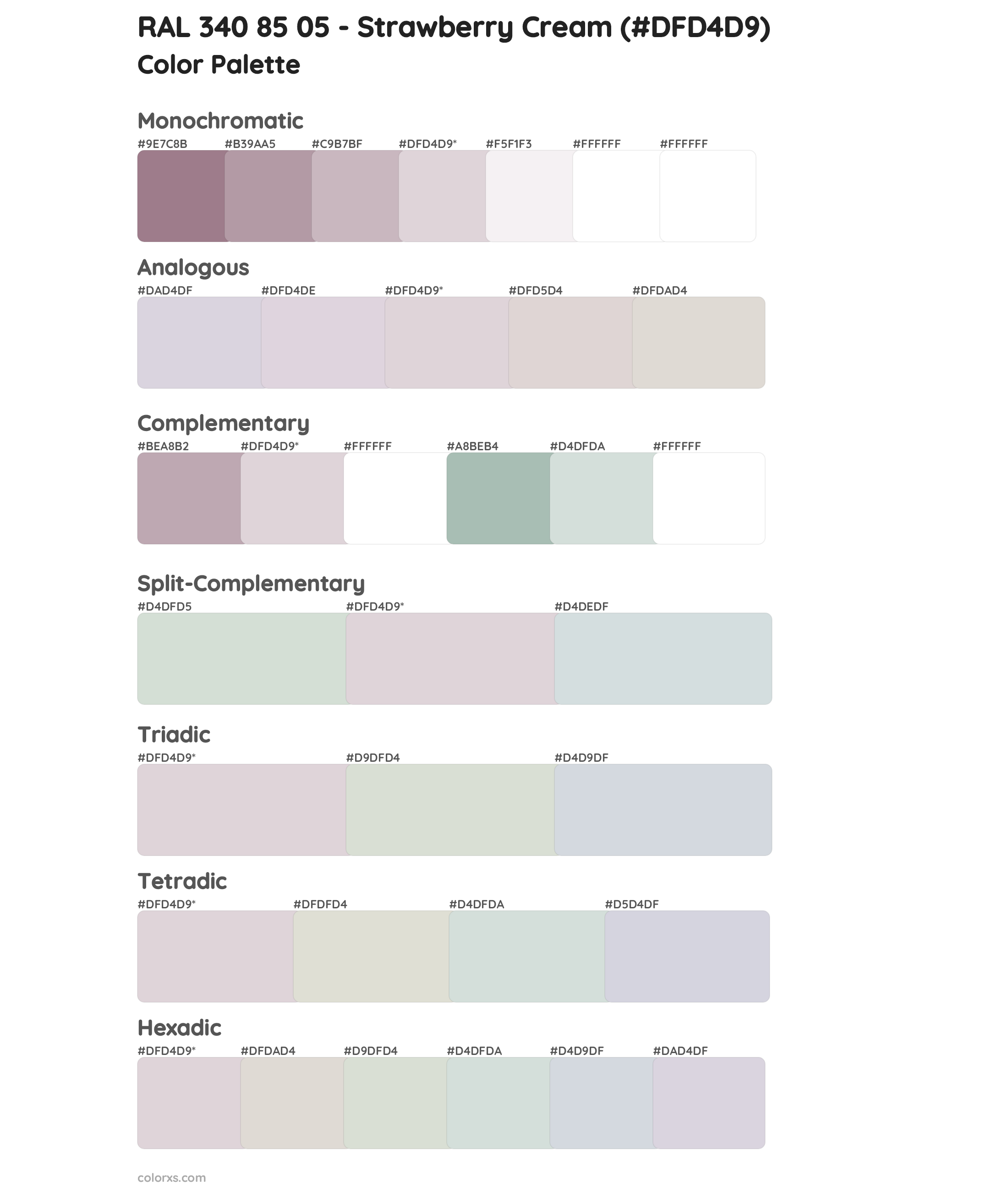 RAL 340 85 05 - Strawberry Cream Color Scheme Palettes