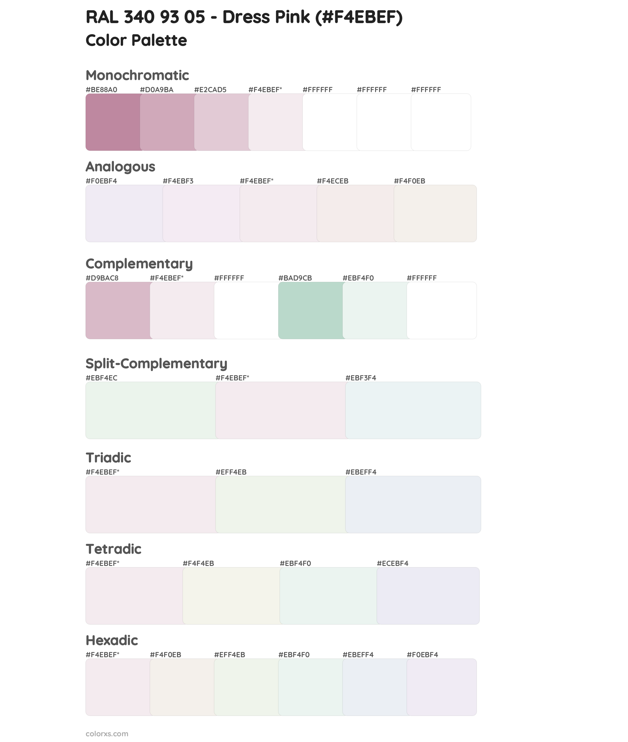 RAL 340 93 05 - Dress Pink Color Scheme Palettes