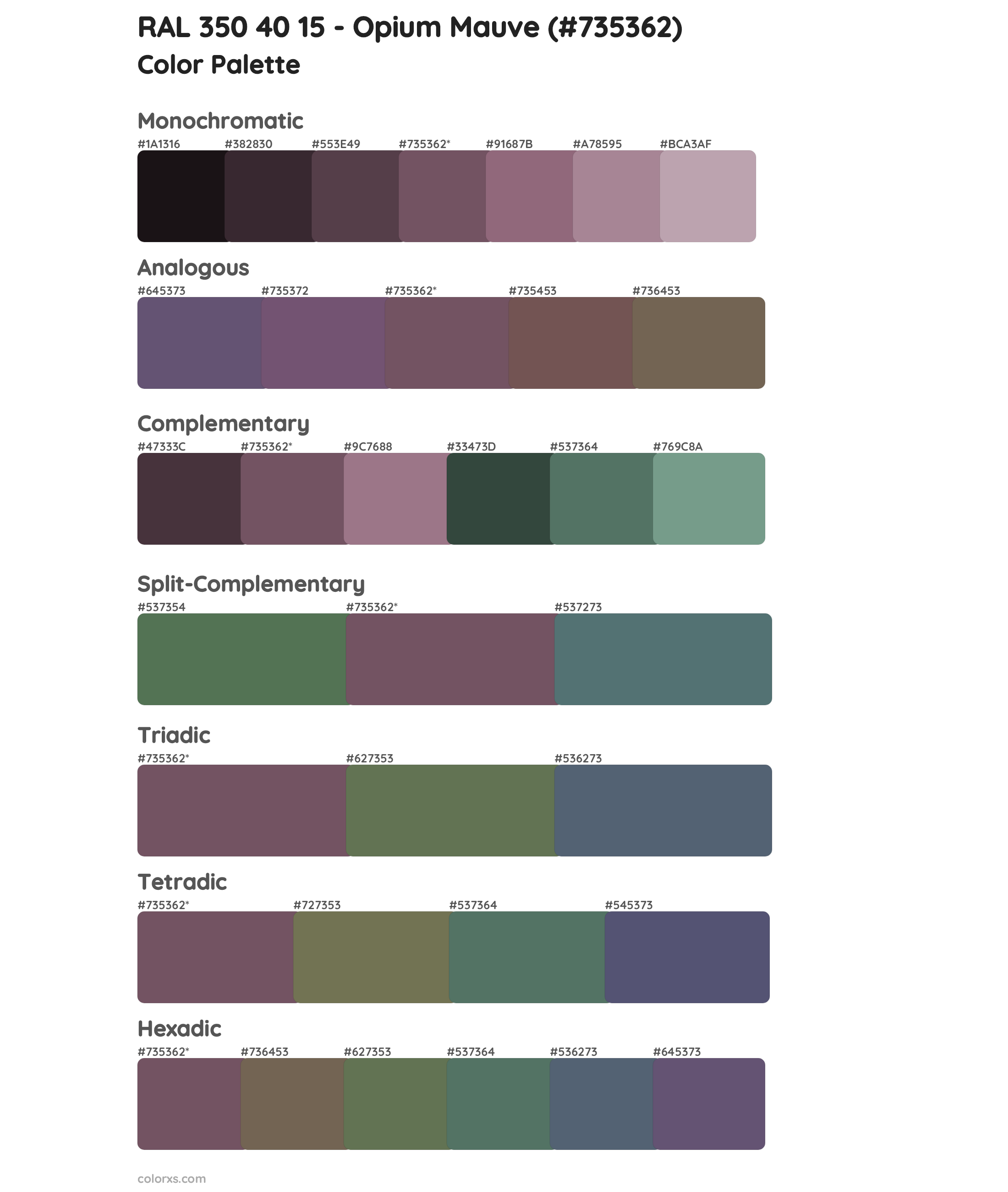 RAL 350 40 15 - Opium Mauve Color Scheme Palettes