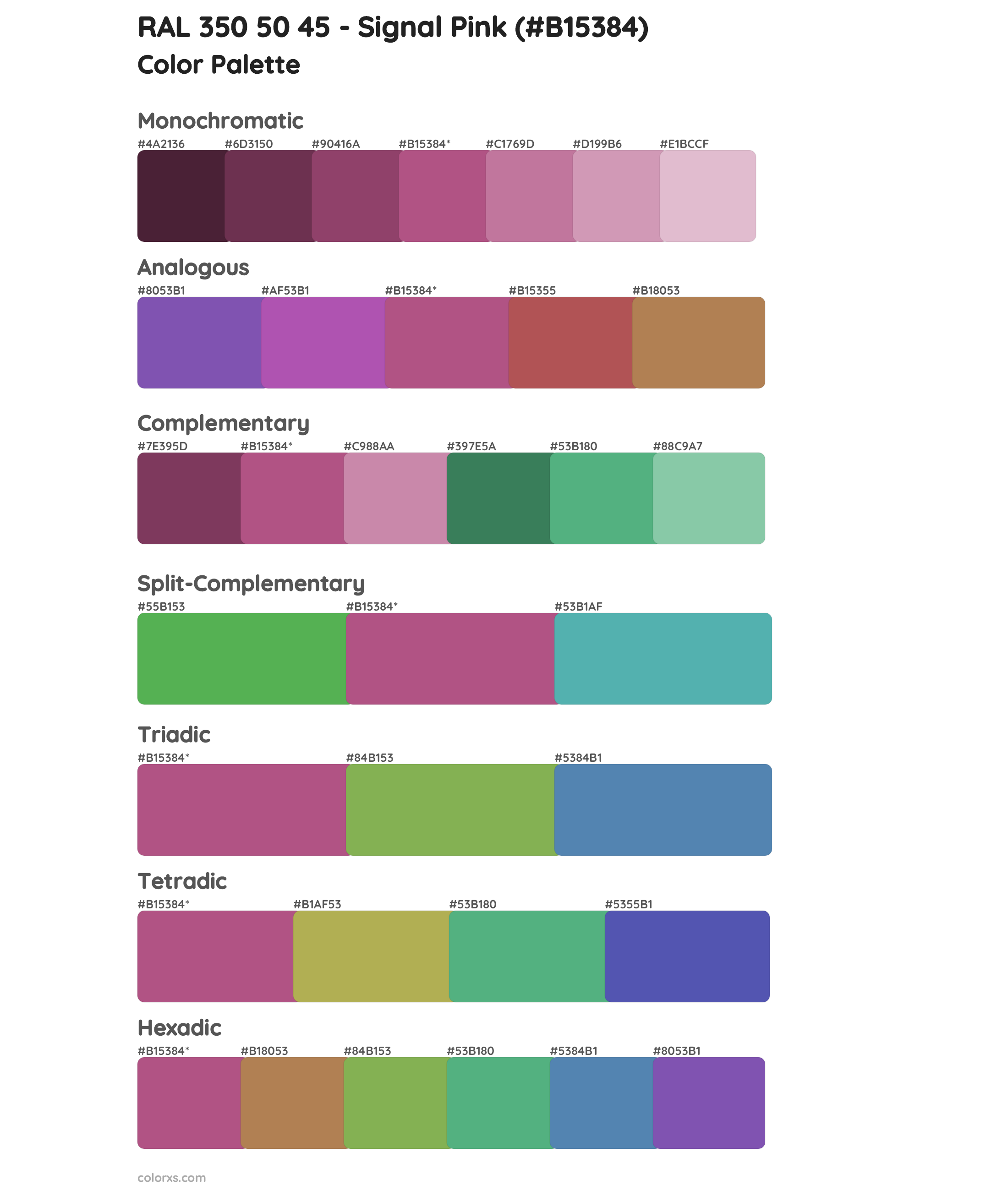 RAL 350 50 45 - Signal Pink Color Scheme Palettes