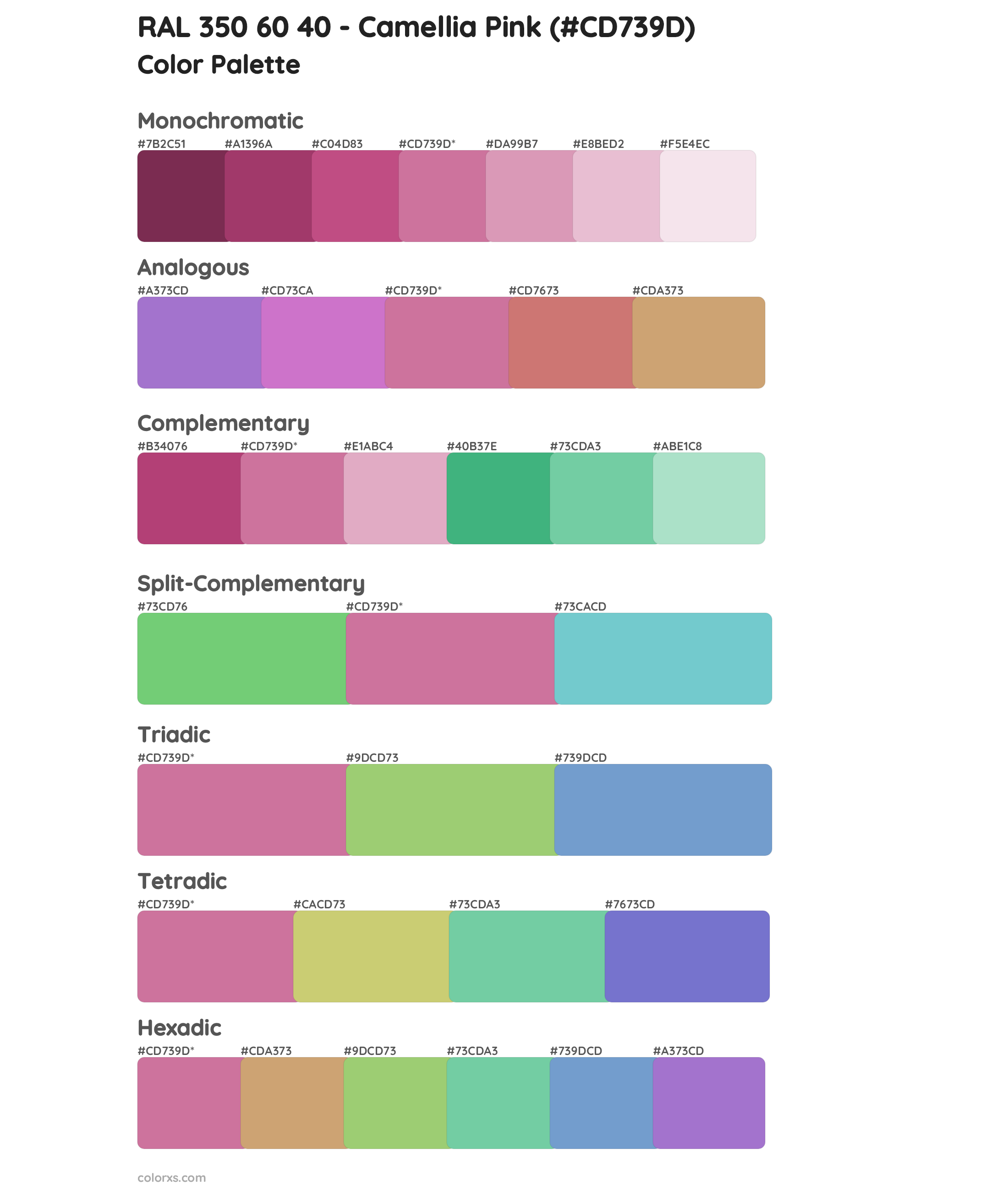 RAL 350 60 40 - Camellia Pink Color Scheme Palettes