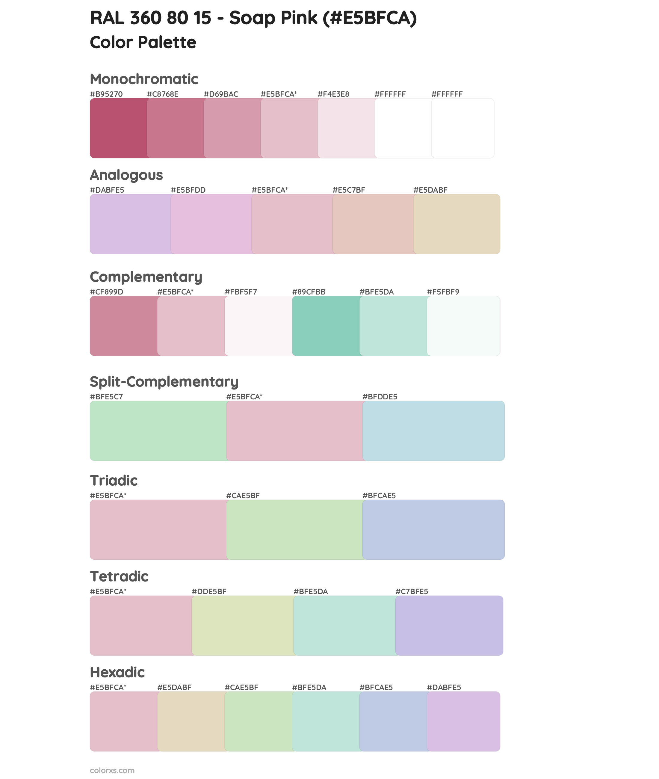 RAL 360 80 15 - Soap Pink Color Scheme Palettes