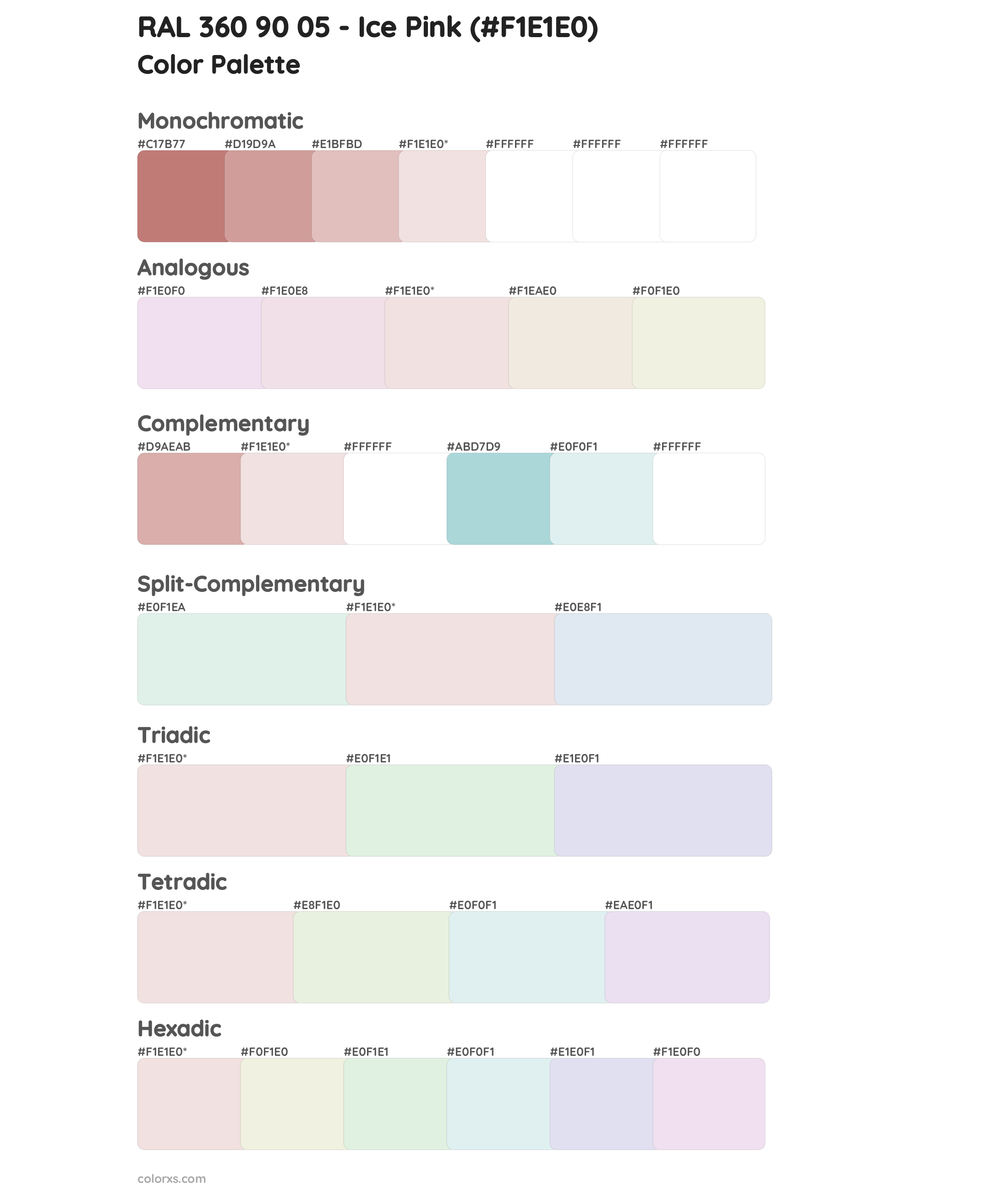 RAL 360 90 05 - Ice Pink Color Scheme Palettes