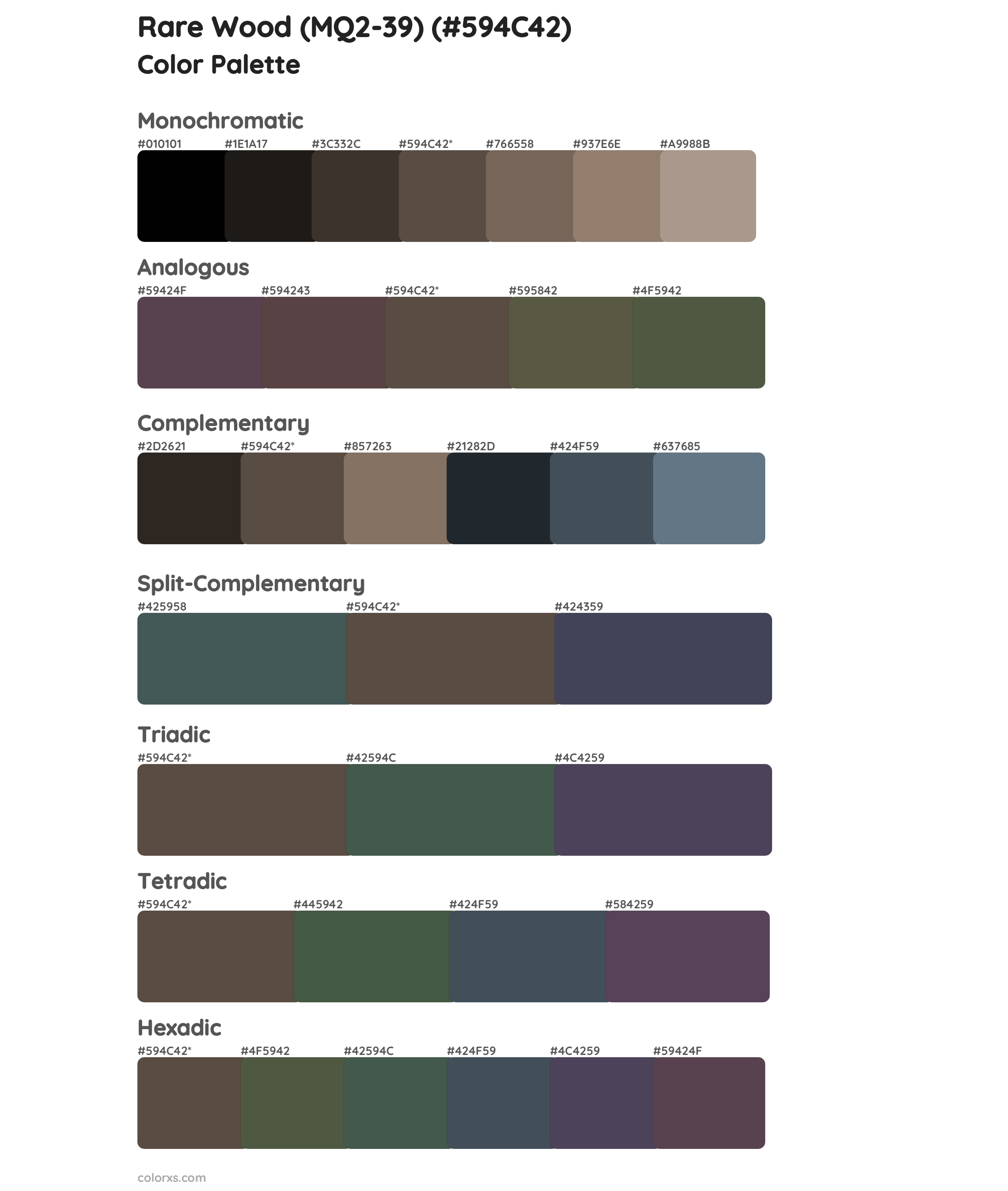 Rare Wood (MQ2-39) Color Scheme Palettes