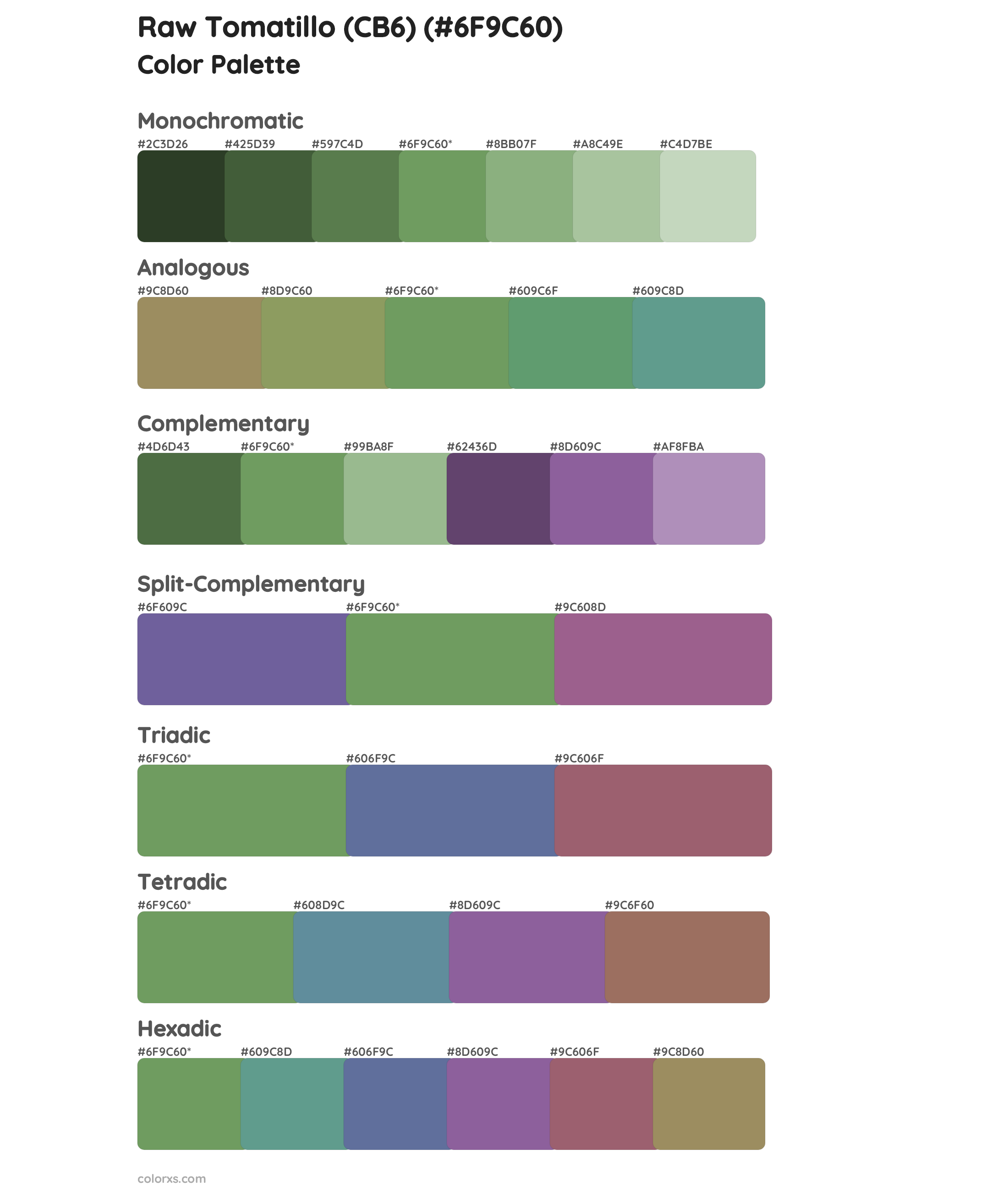 Raw Tomatillo (CB6) Color Scheme Palettes