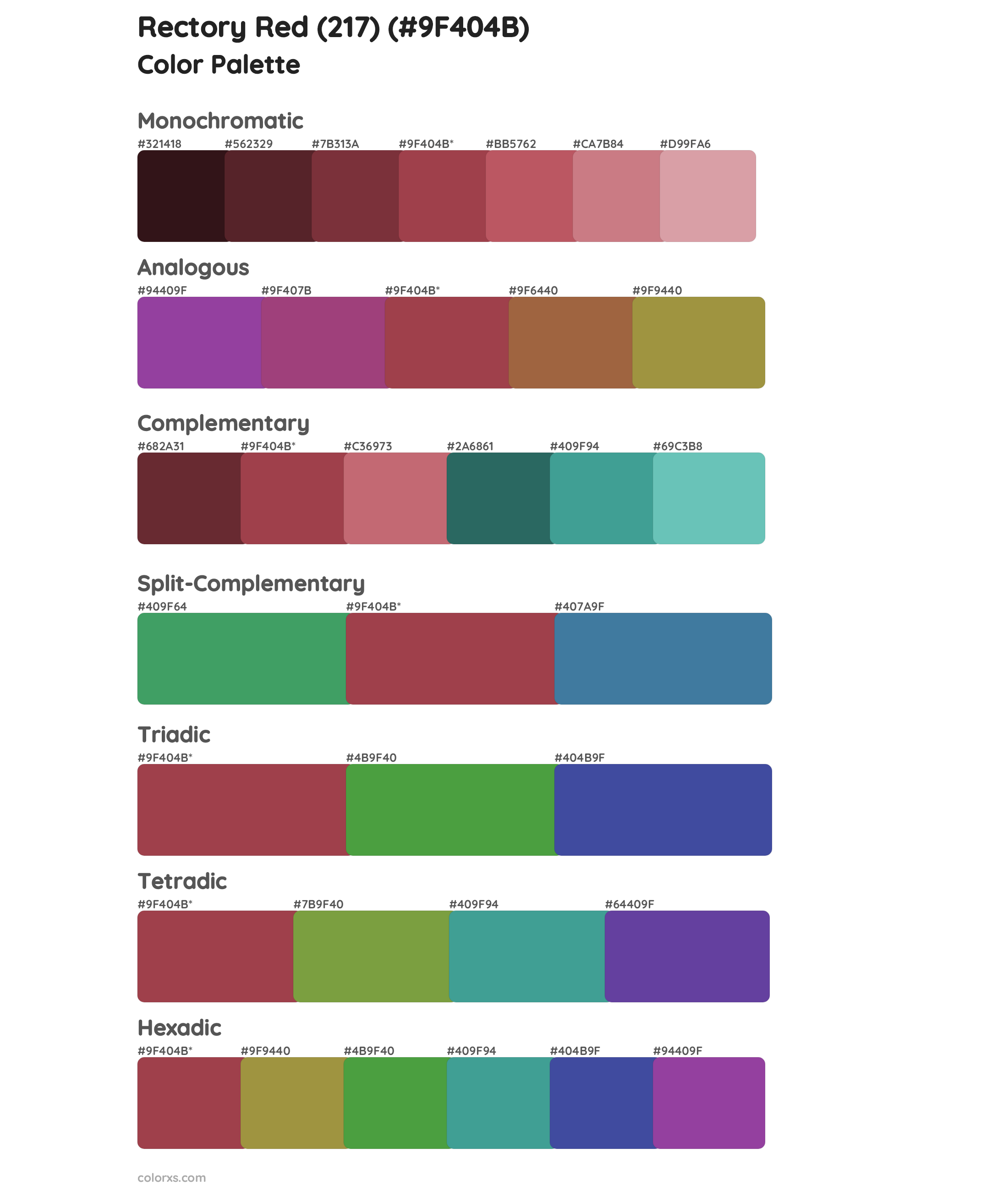 Rectory Red (217) Color Scheme Palettes