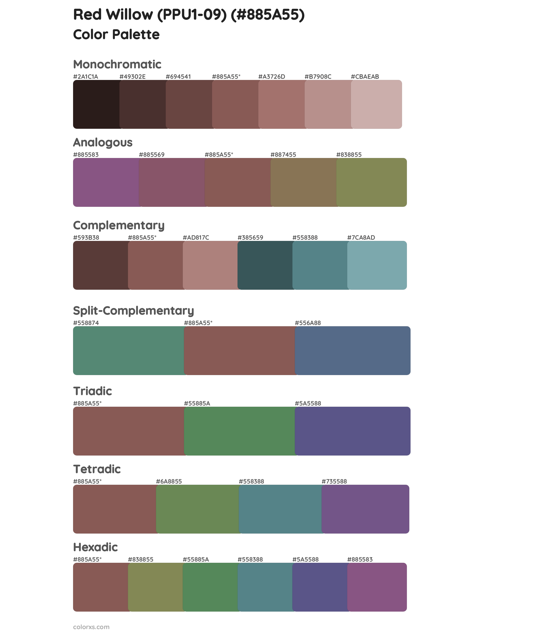 Red Willow (PPU1-09) Color Scheme Palettes