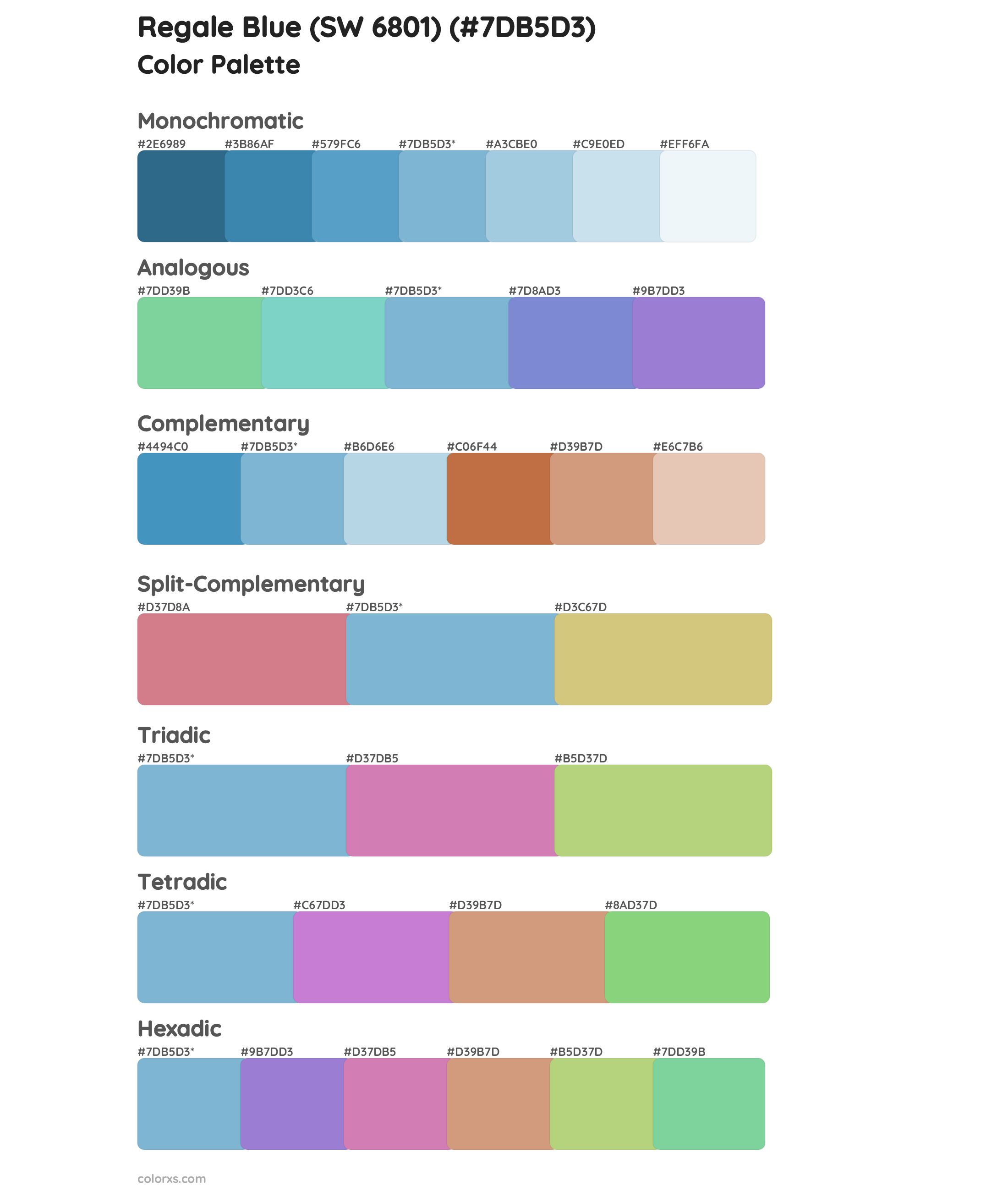 Regale Blue (SW 6801) Color Scheme Palettes