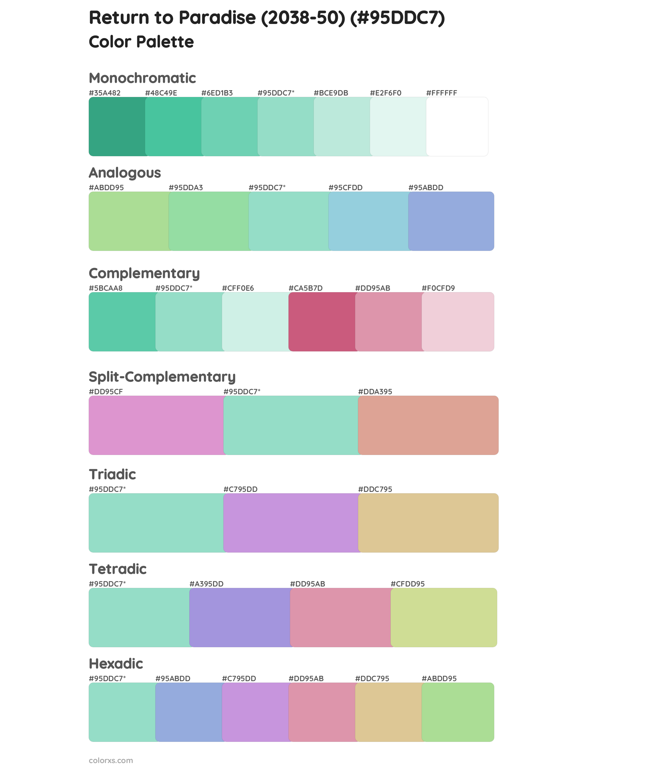 Return to Paradise (2038-50) Color Scheme Palettes