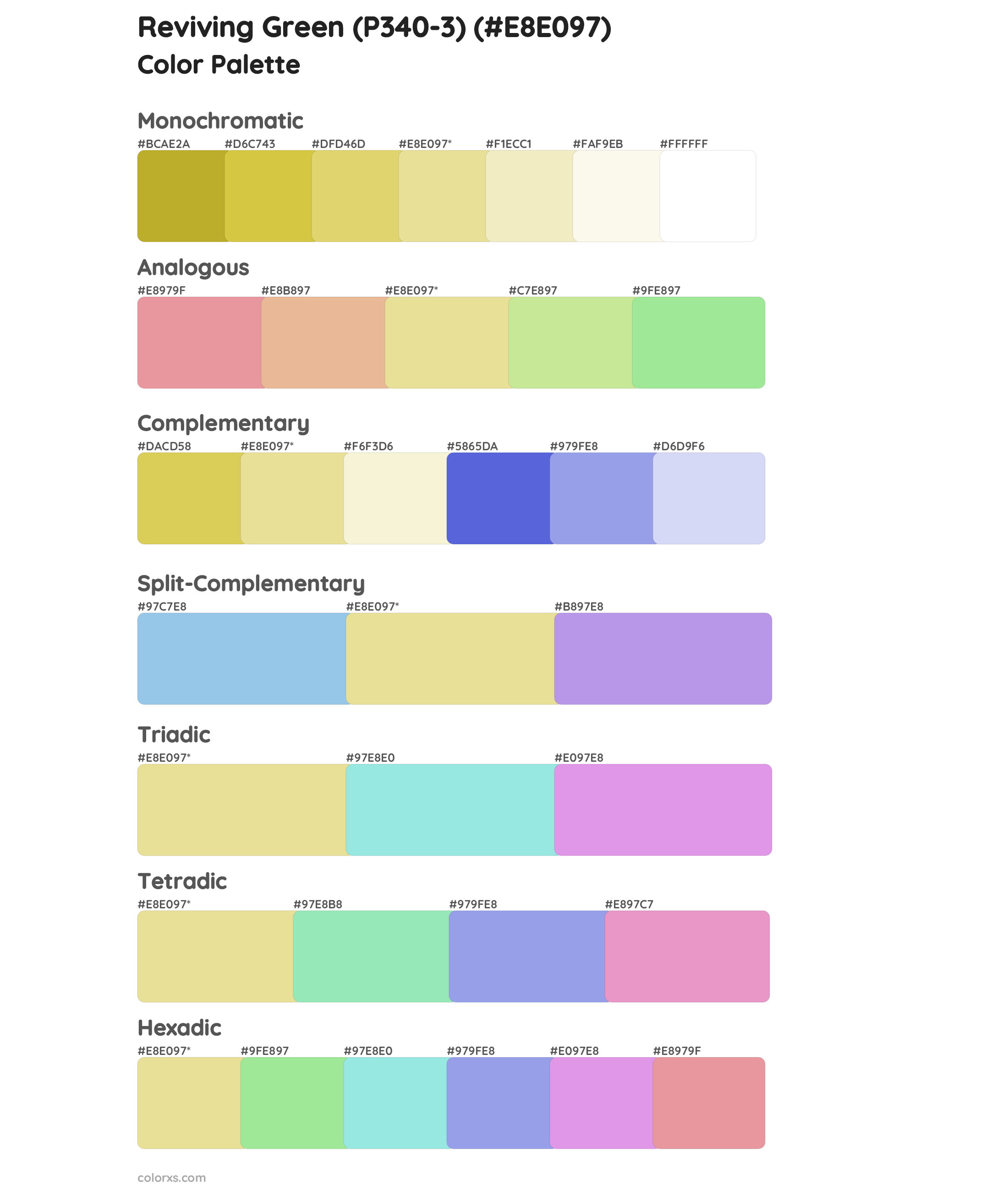 Reviving Green (P340-3) Color Scheme Palettes