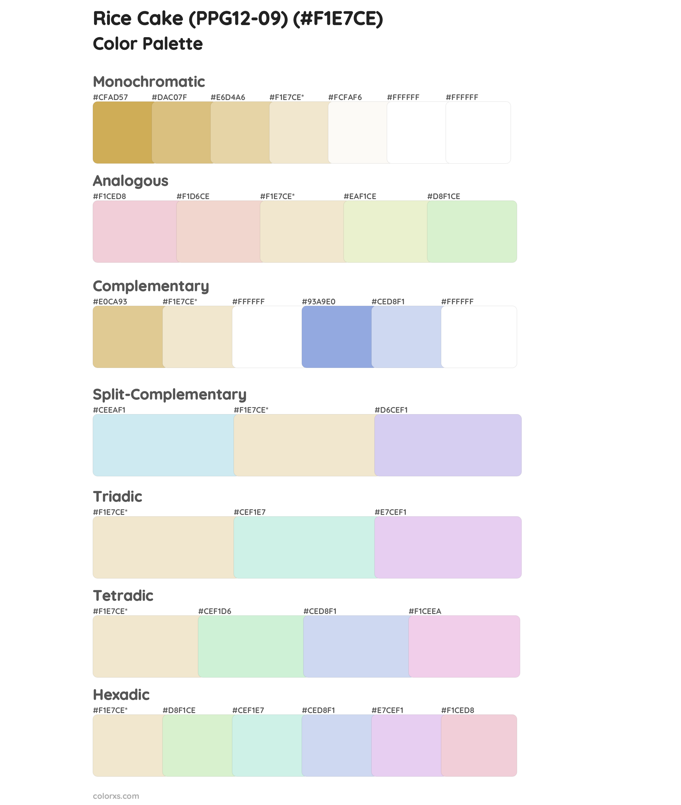 Rice Cake (PPG12-09) Color Scheme Palettes