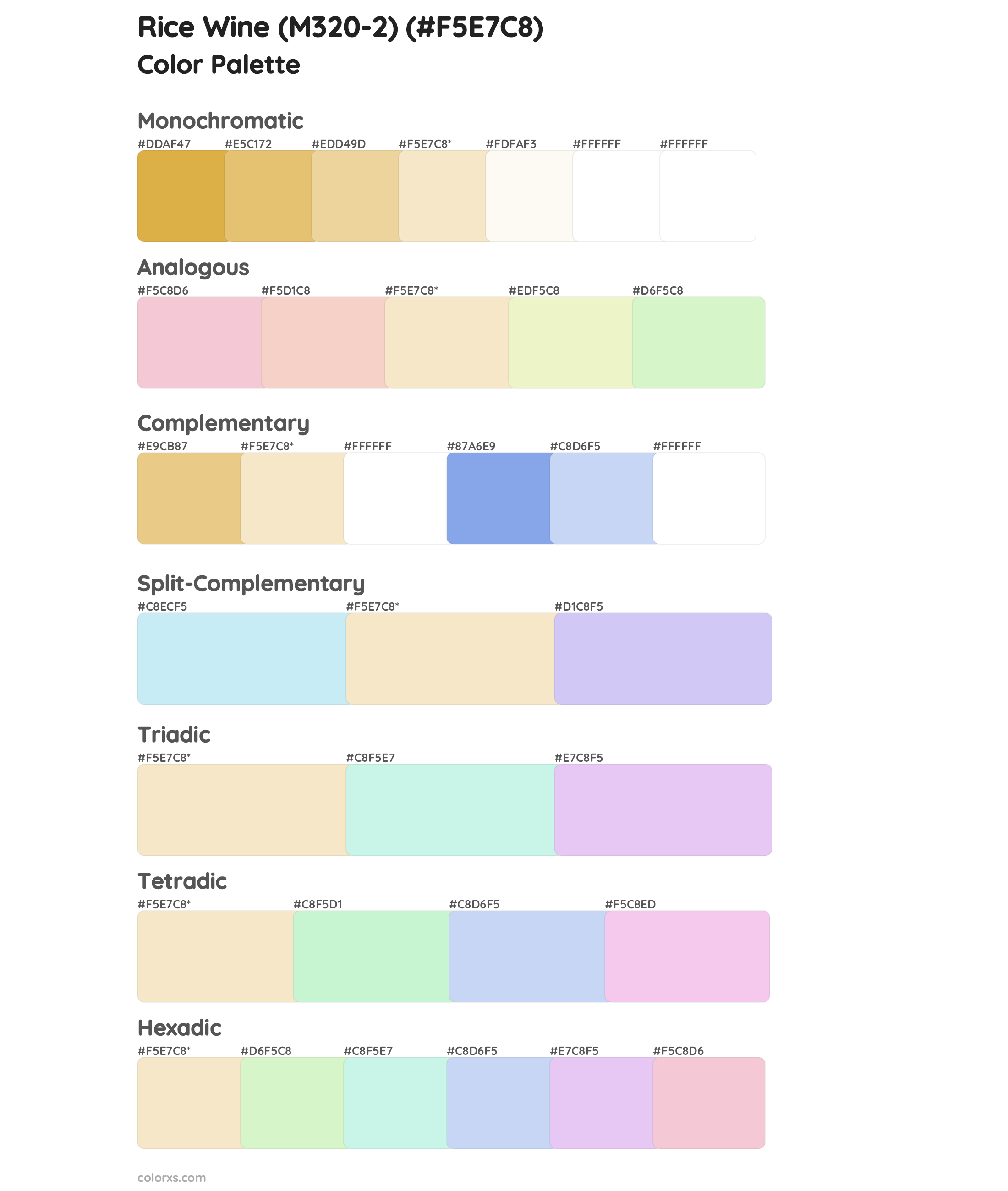 Rice Wine (M320-2) Color Scheme Palettes