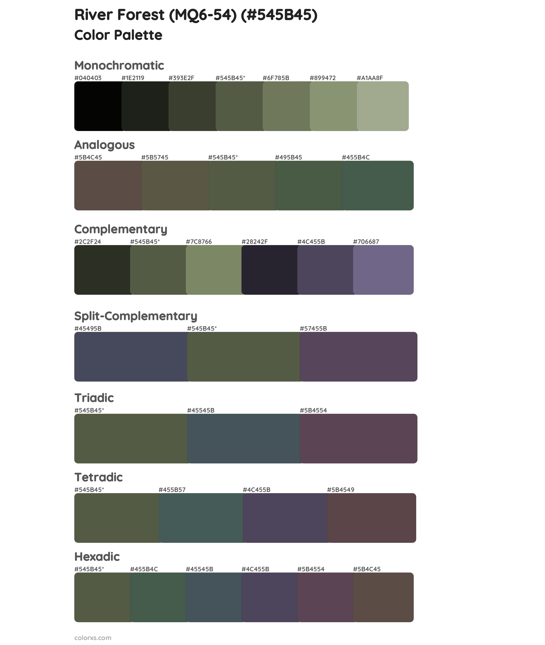 River Forest (MQ6-54) Color Scheme Palettes