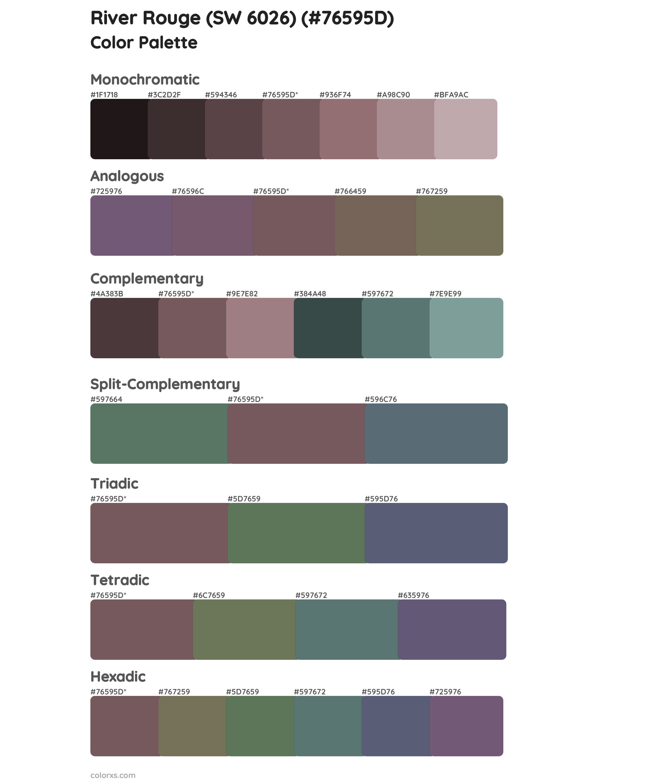 River Rouge (SW 6026) Color Scheme Palettes