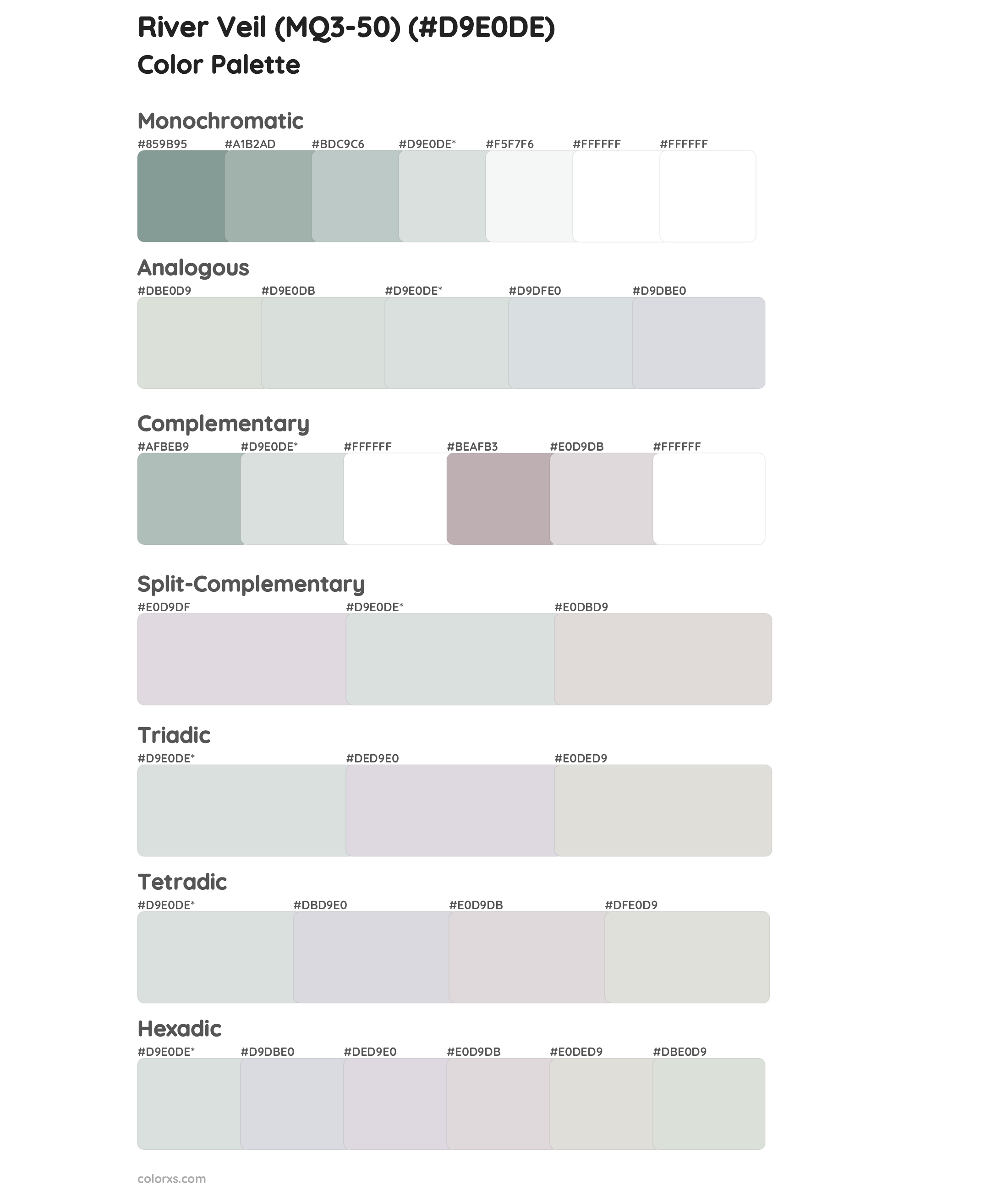 River Veil (MQ3-50) Color Scheme Palettes