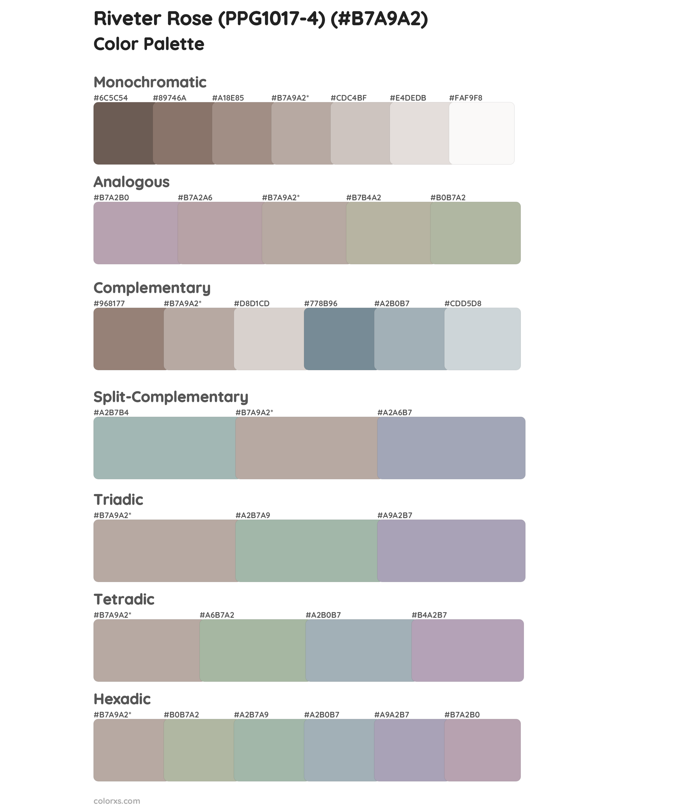 Riveter Rose (PPG1017-4) Color Scheme Palettes